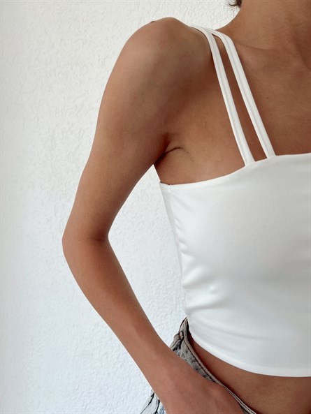 Çift Askı Detay Sandy Crop Beyaz