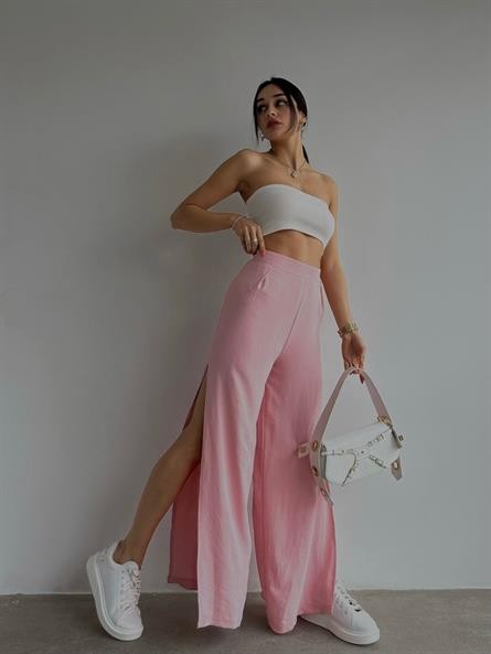 Yırtmaç Detay Aerobin Astarlı Pantolon Pembe