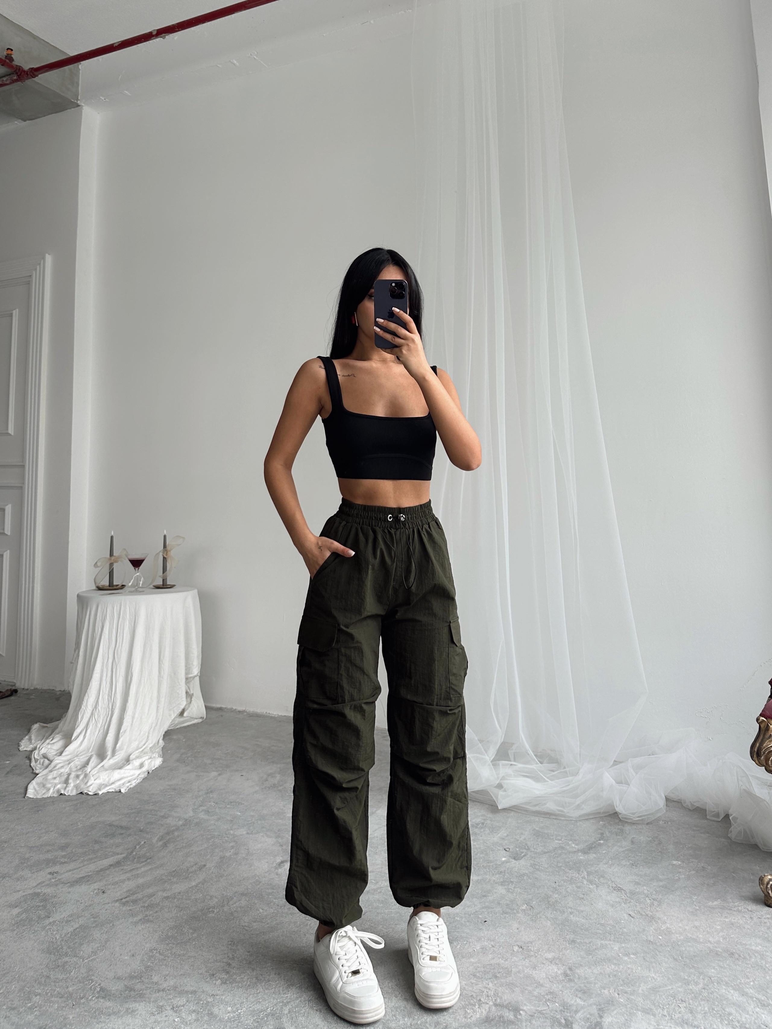 Paraşüt Kumaş Kargo Pantolon - Khaki
