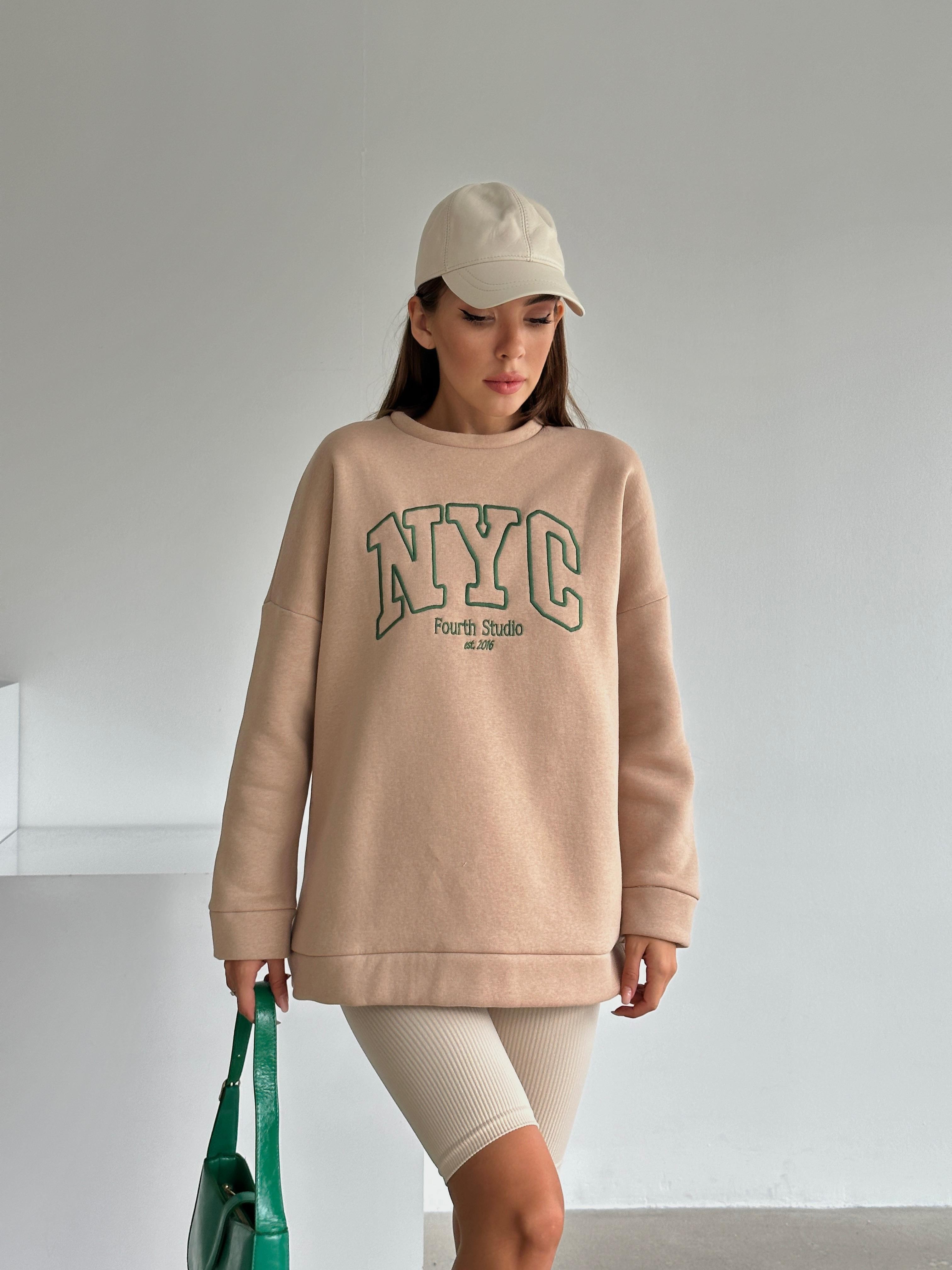 Nyc Baskılı Sweat Vizon