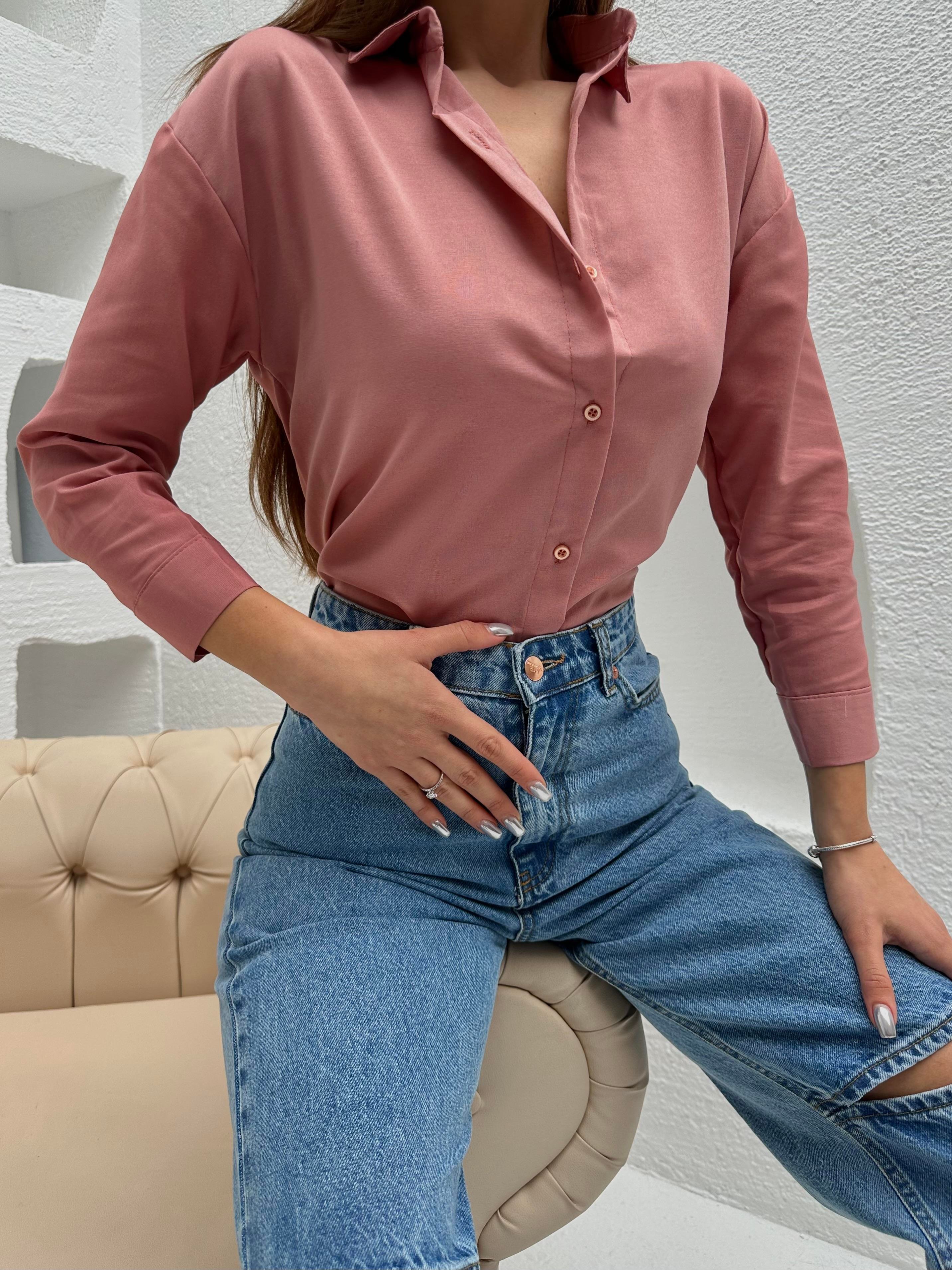 Oversize Basic Gömlek Gül Kurusu