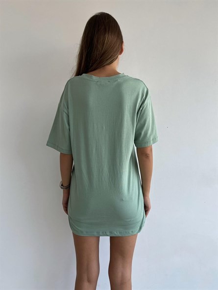 Not Perfect İşleme Oversize Basic Mint-Beyaz