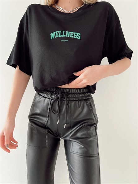 Wellness Kabartma Oversize Basic Siyah-Yeşil