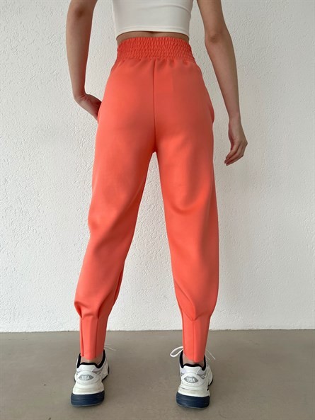 Bel Lastik Pliseli Scuba Jogger Eşofman Yavruağzı