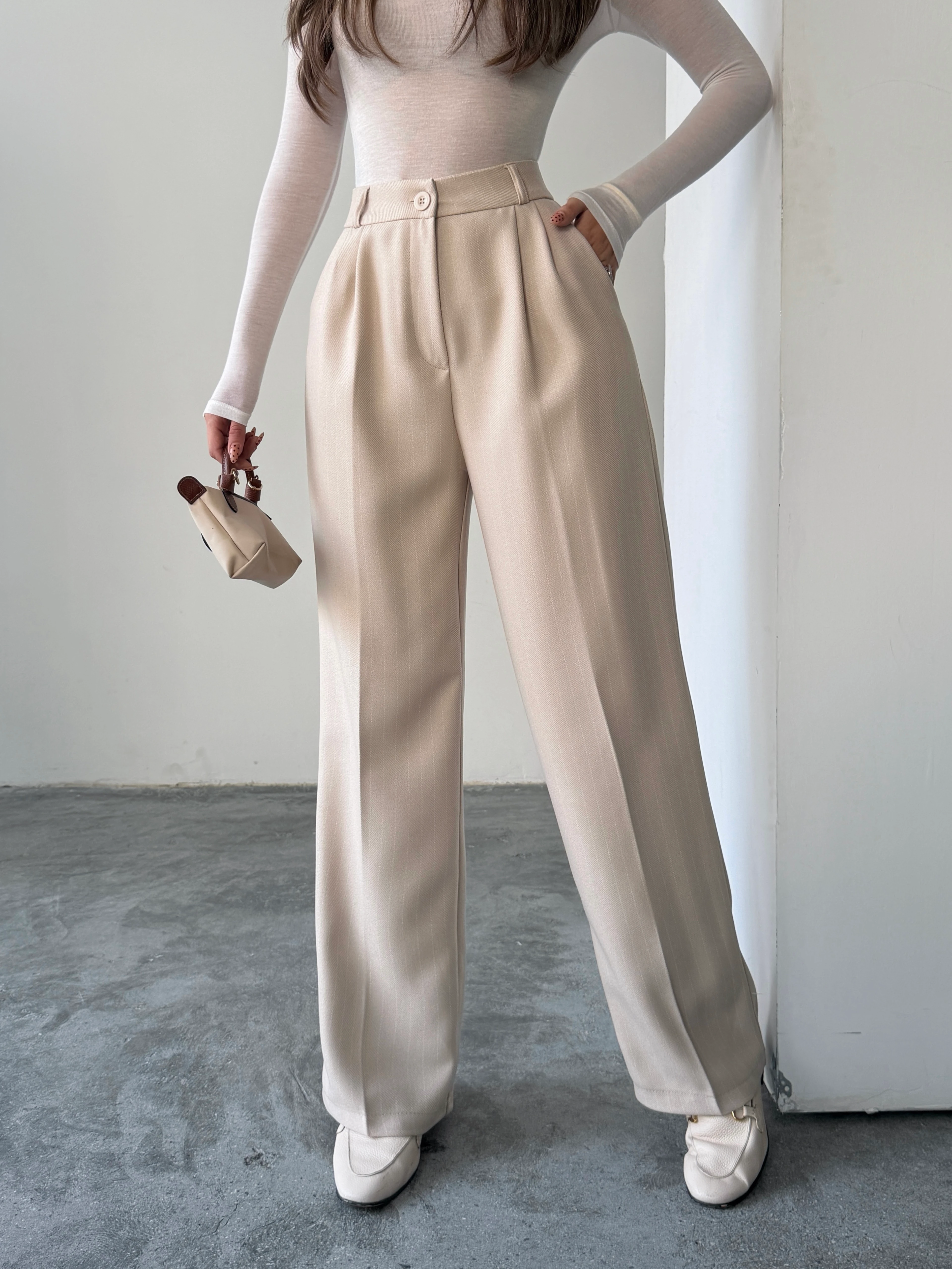 Yünefekt Çizgili Palazzo - Taş