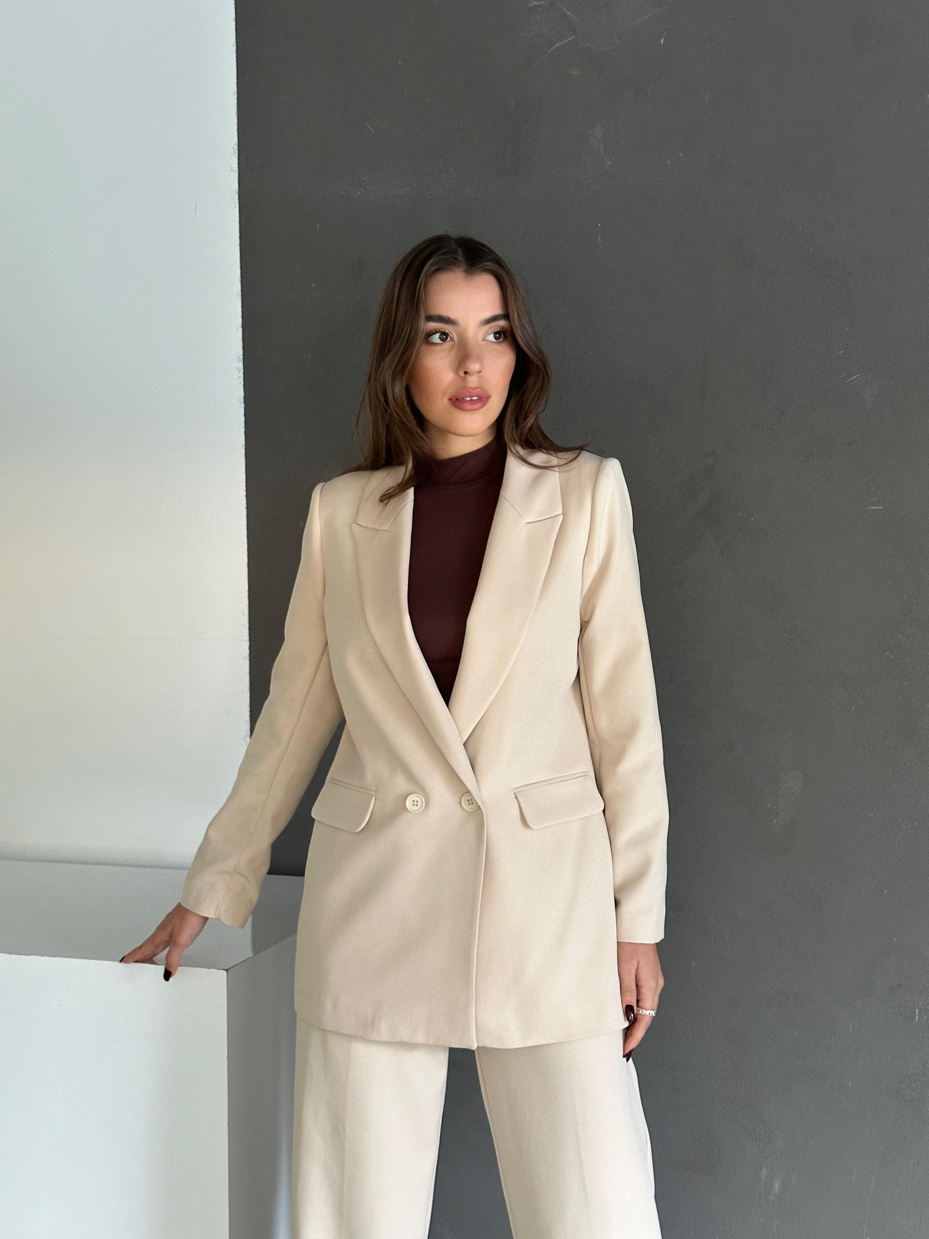 Classic Blazer Ceket Taş