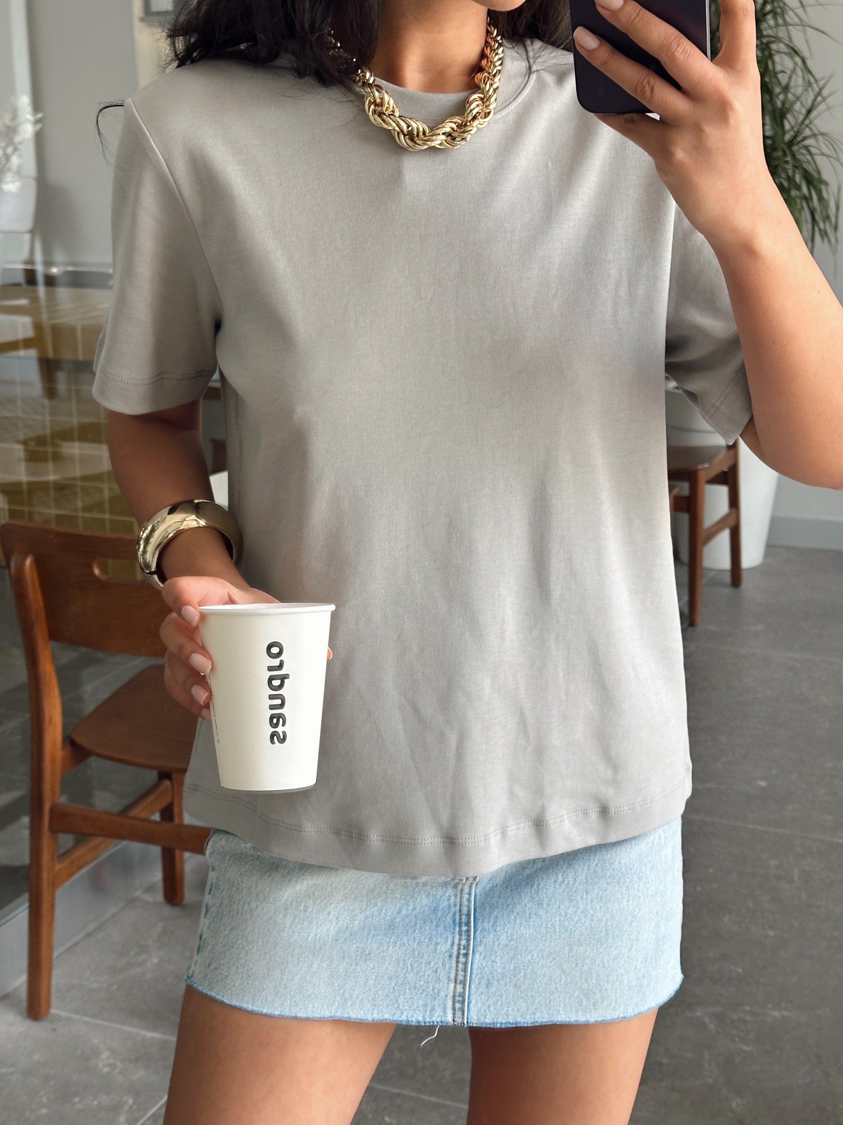 Düz Oversize Basic - Gri