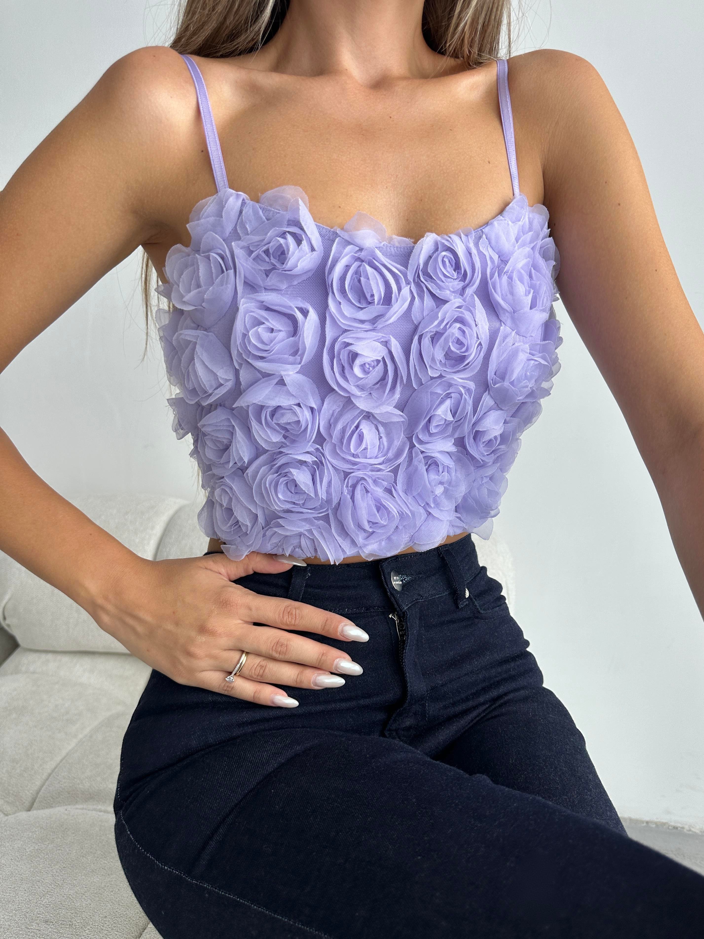 Rose Crop Bluz Lila