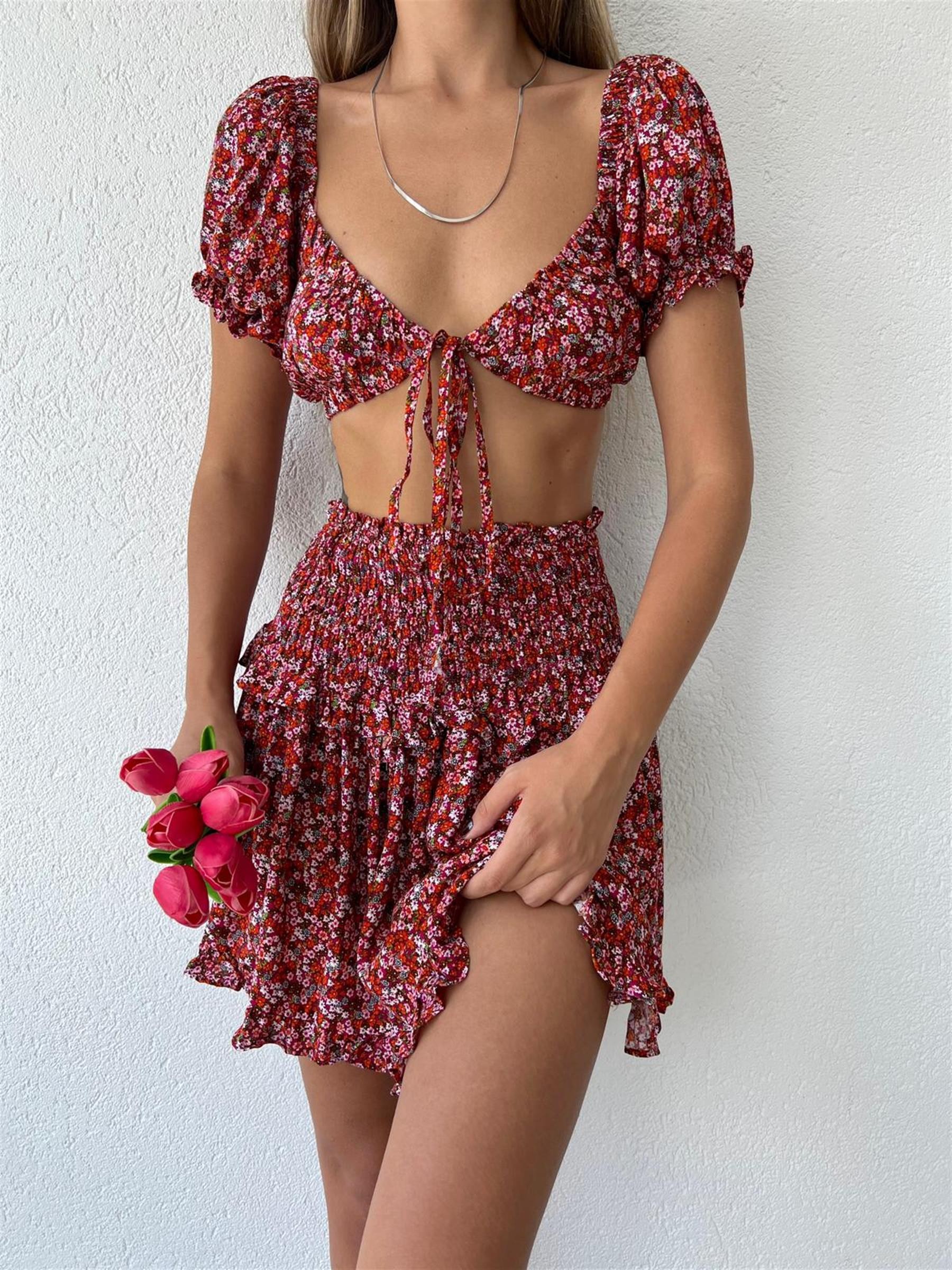 Flora Ruffle İkili Takım Turuncu
