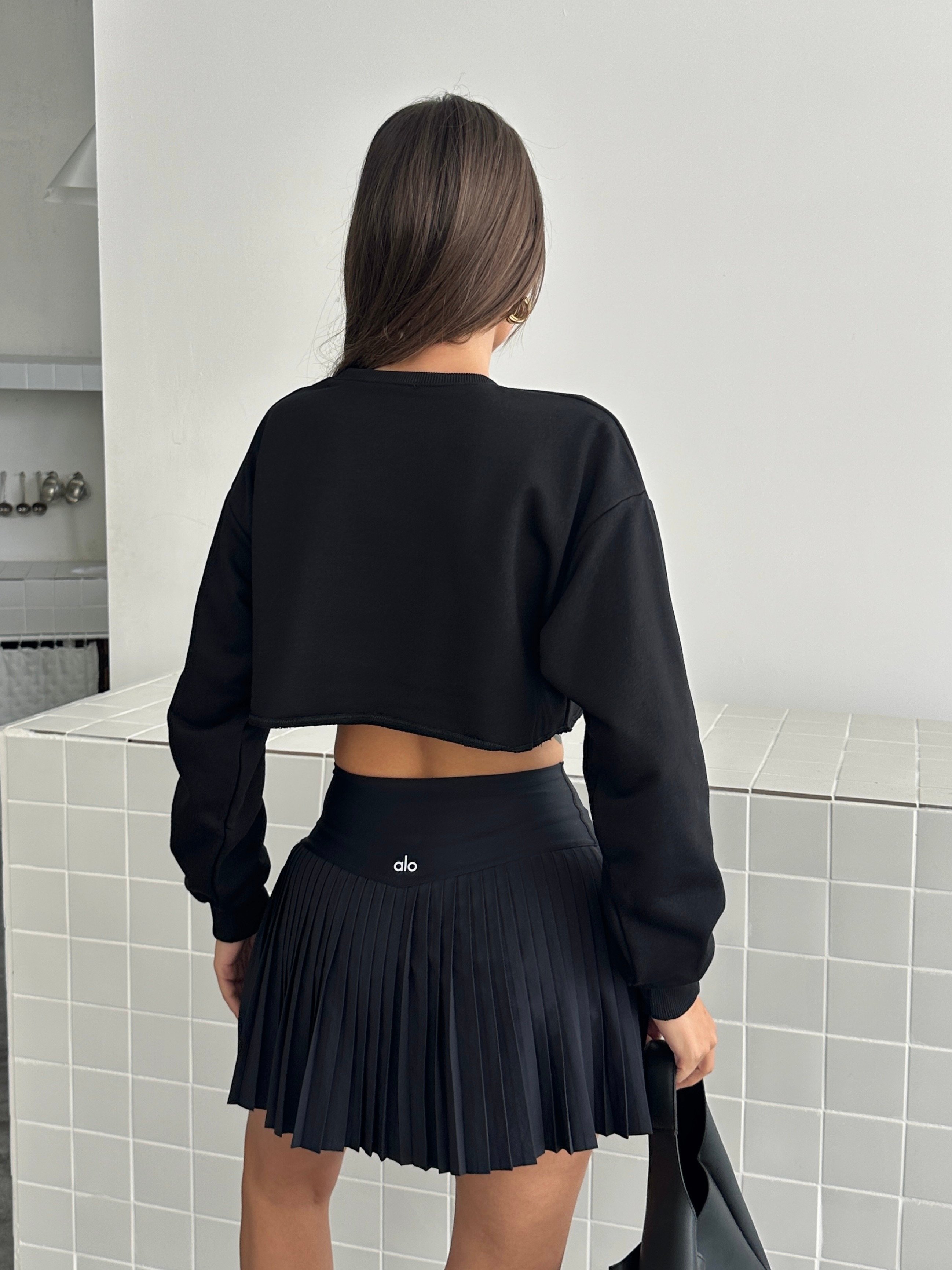 Dikişsiz Crop Sweat - Siyah