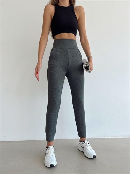 Yüksek Bel Jogger Tayt Eşofman Füme