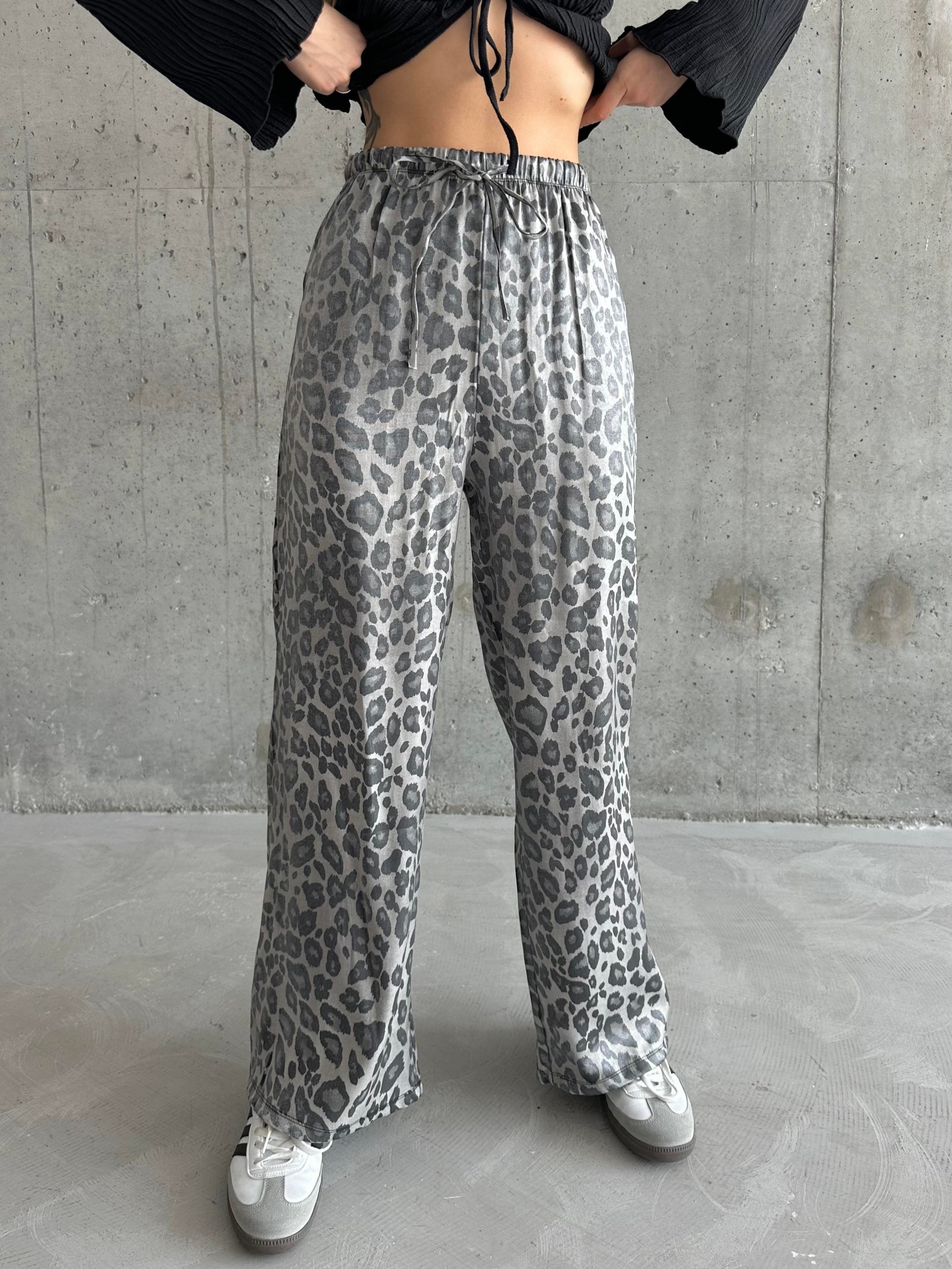 Lumin Leopar Saten Pantolon Leopar