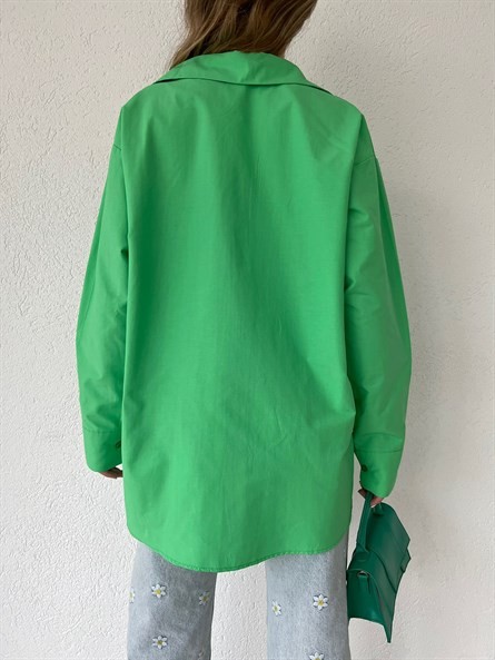 Oversize Poplin Gömlek Yeşil