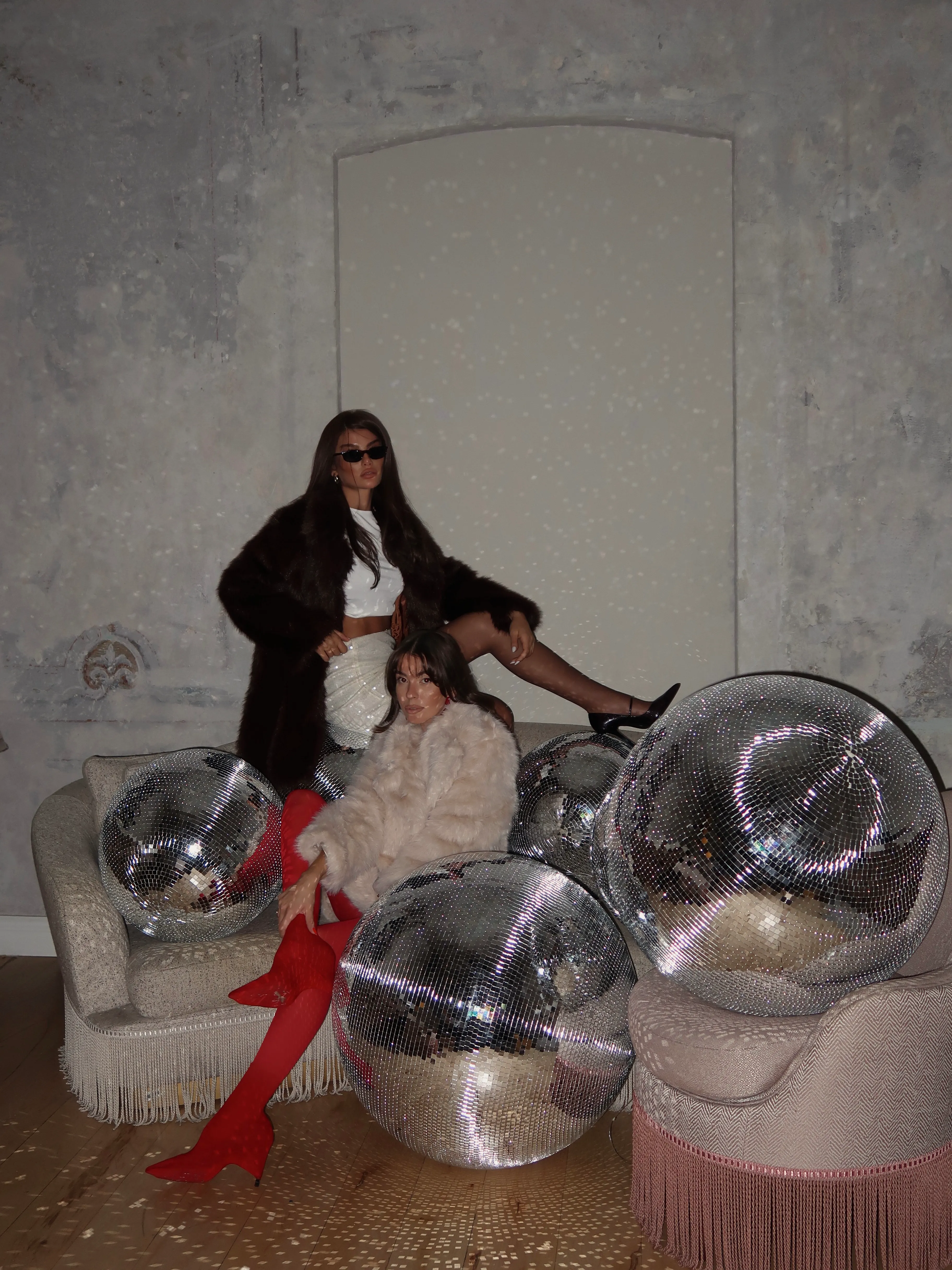 Premium Yakalı Uzun Kürk - Taş