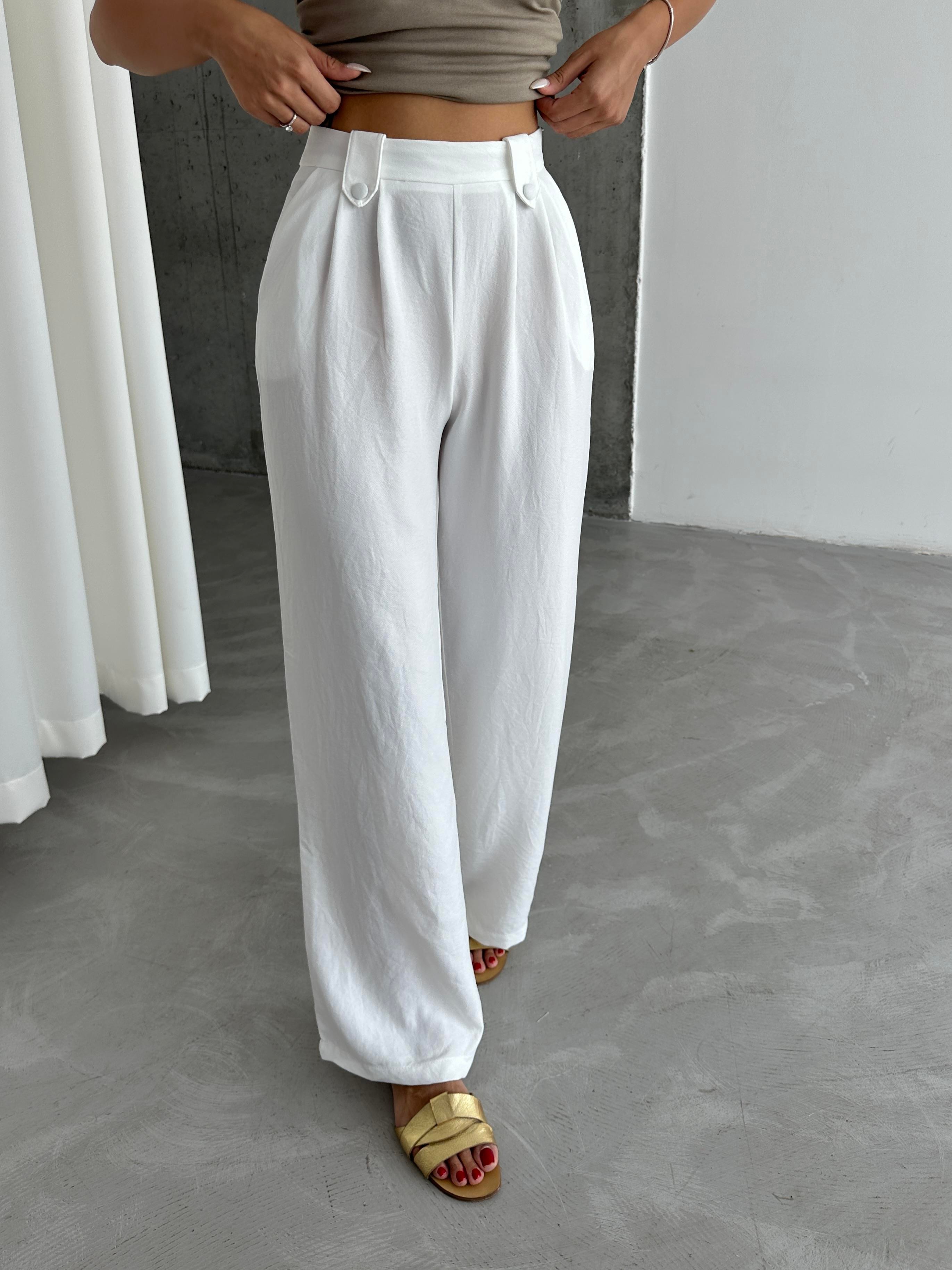 Rebecca Keten Palazzo Pantolon Beyaz