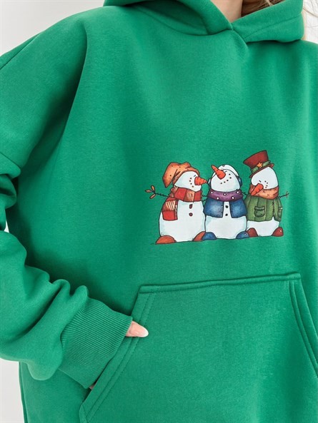 Snowman Baskı Bf Sweat Yeşil