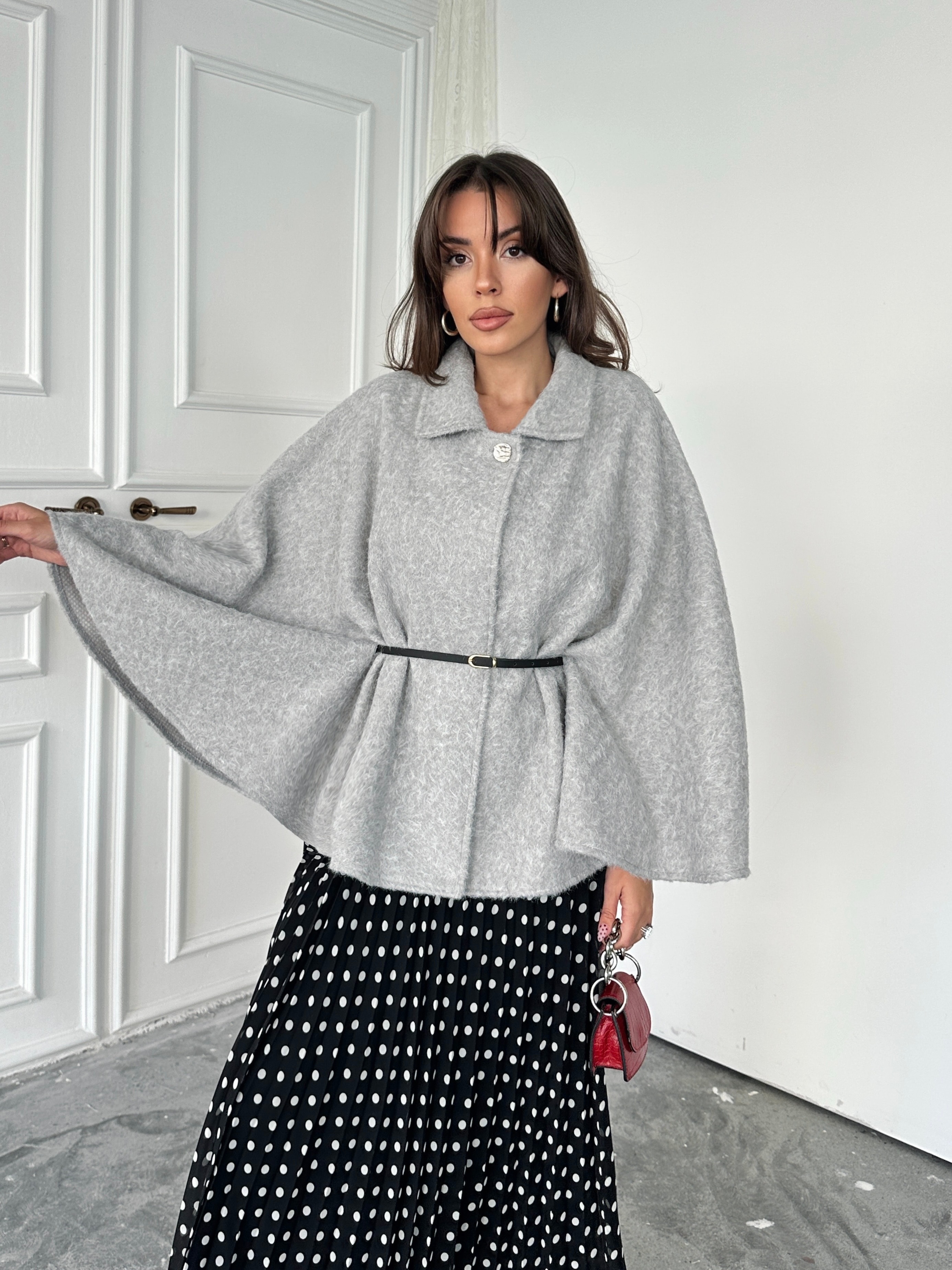 Kırçıllı Kaşe Panço  - Gri