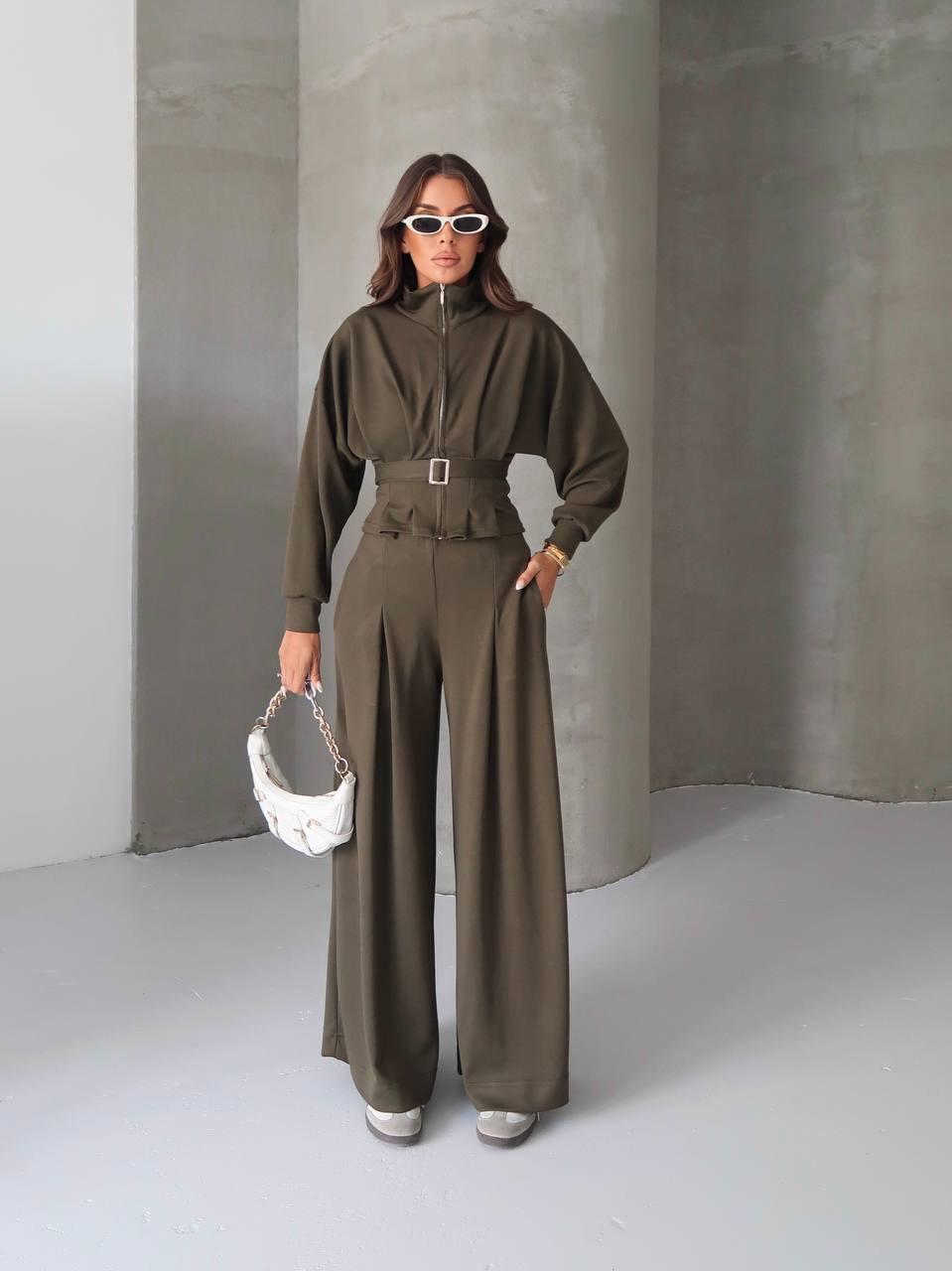 Beli Kemerli İkili Takım  - Haki