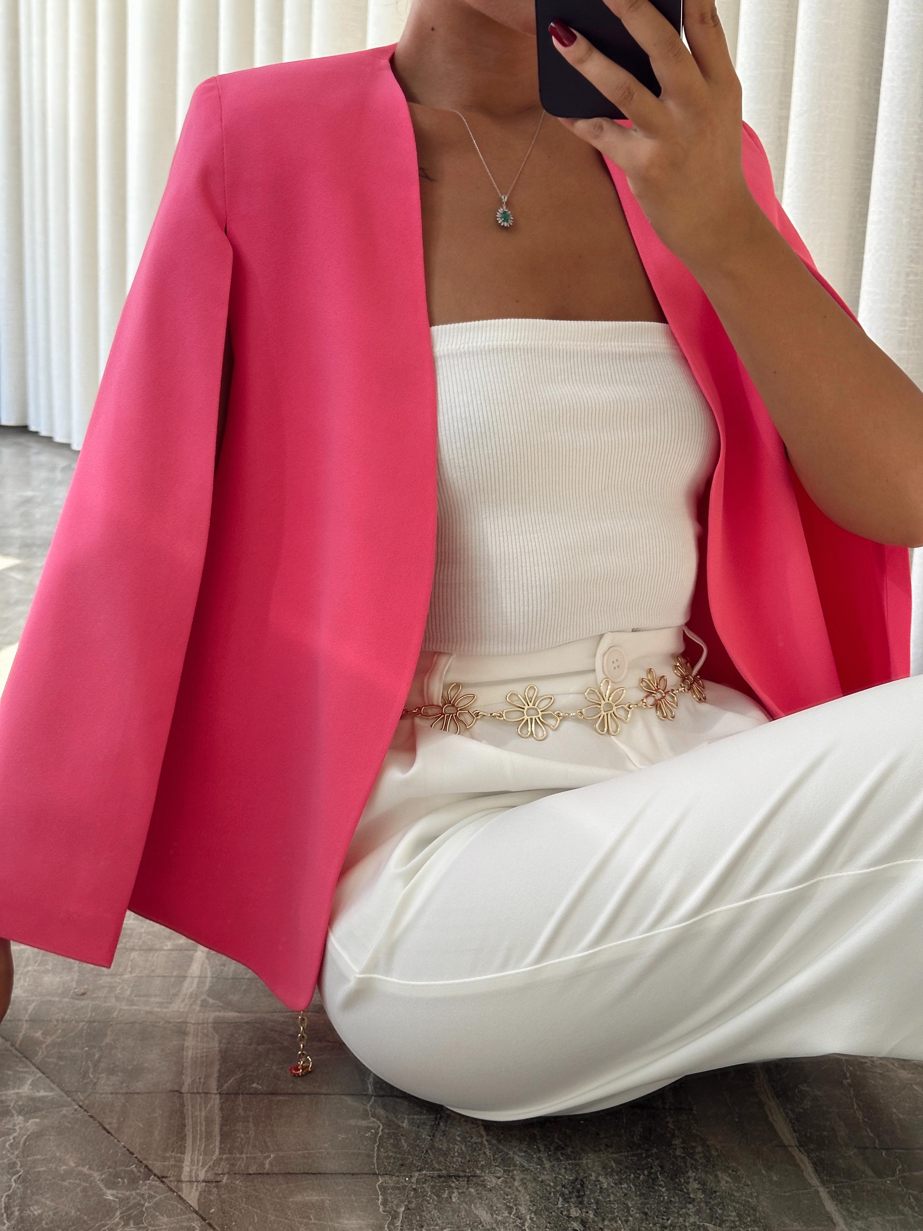 Pelerin Ceket Pembe