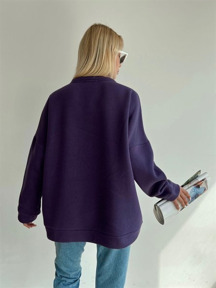 Reminder 3 İplik Oversize Sweatshirt Mor