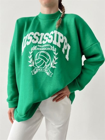 Mississippi 3 İplik Oversize Sweat Yeşil