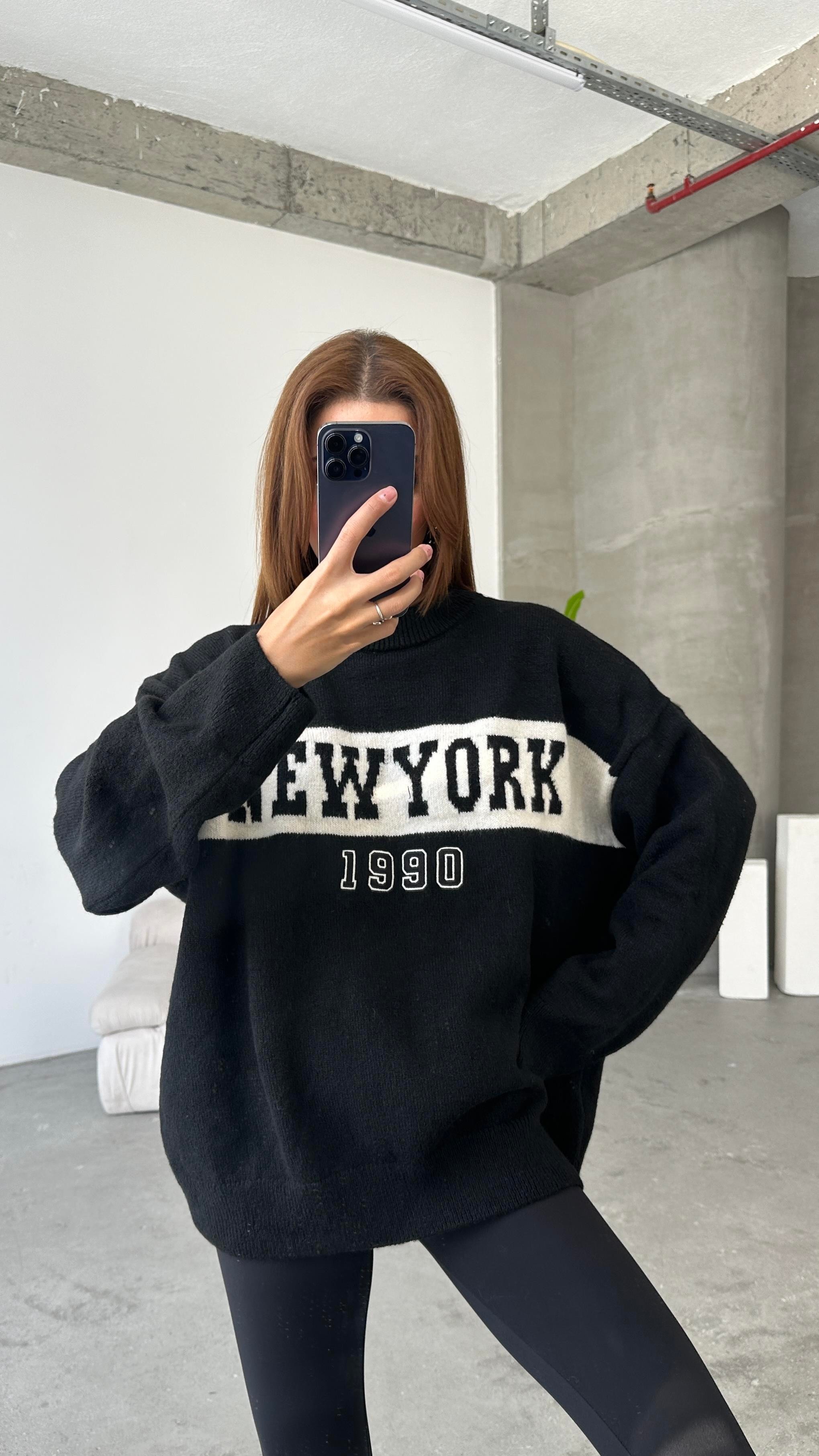 New York Oversize Kazak Siyah