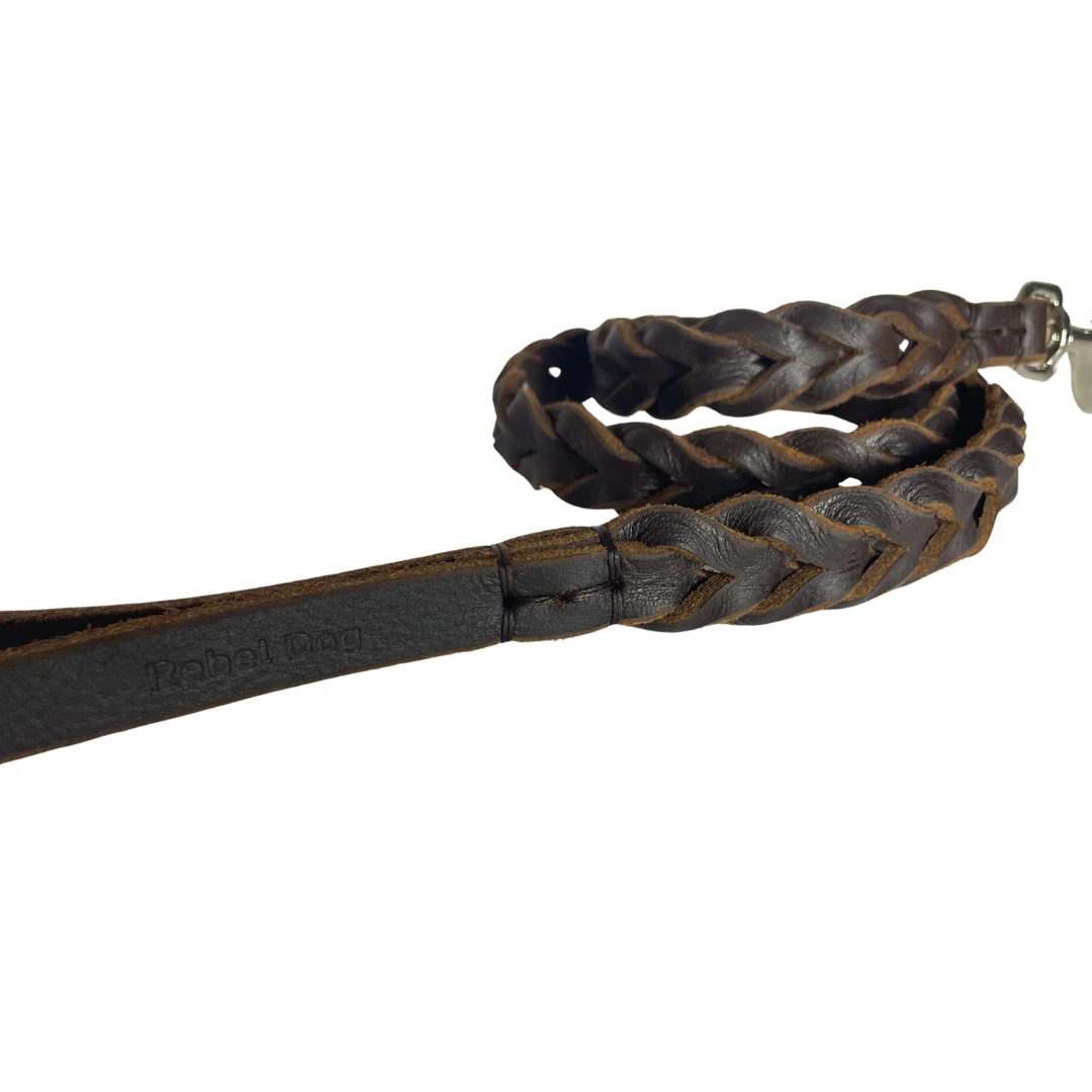 Comodo Hakiki Deri Örgü Köpek Gezdirme Kayışı