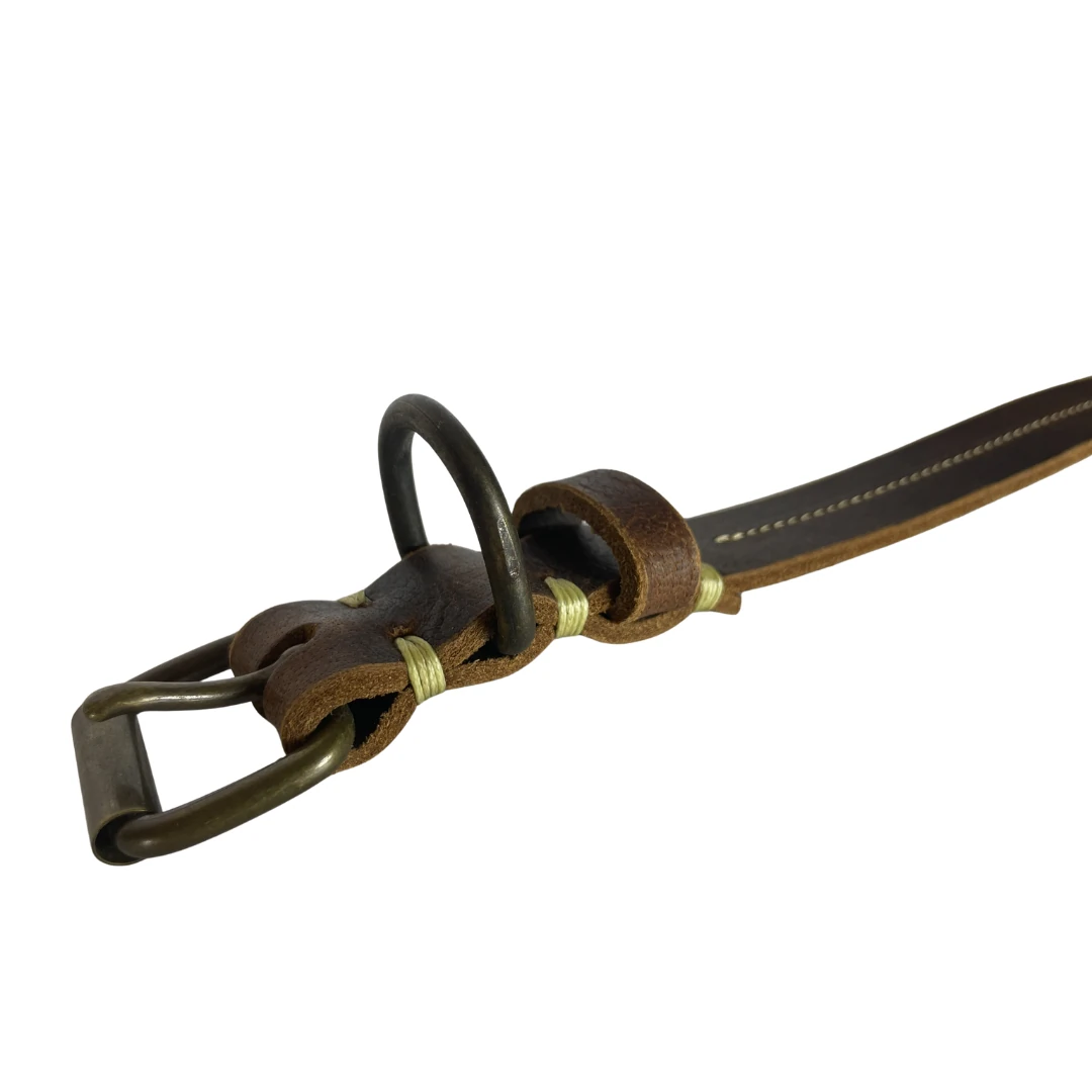 Hakiki Deri Dikiş Detaylı Köpek Tasması