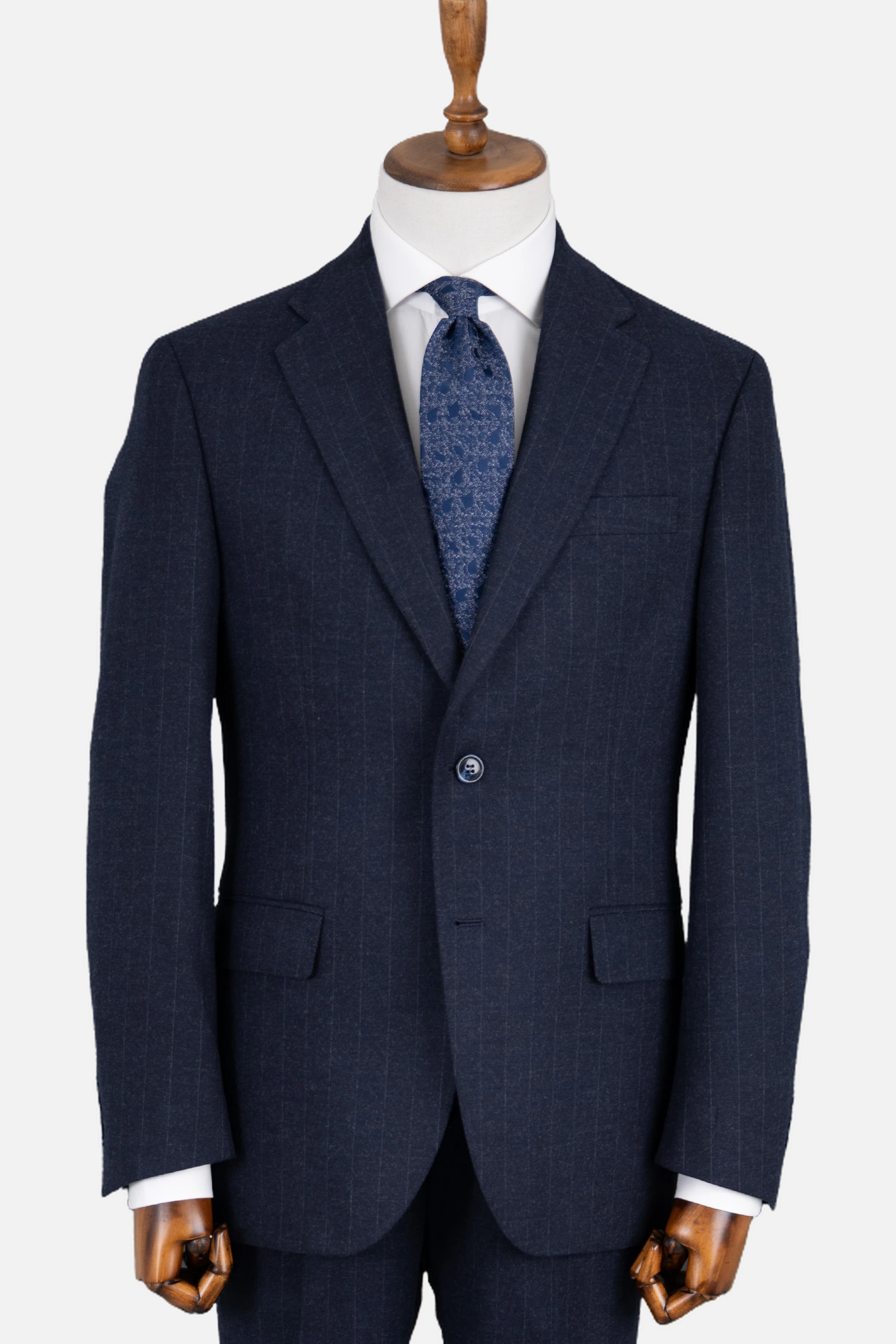 Yün Çizgili Takım Elbise - Lacivert