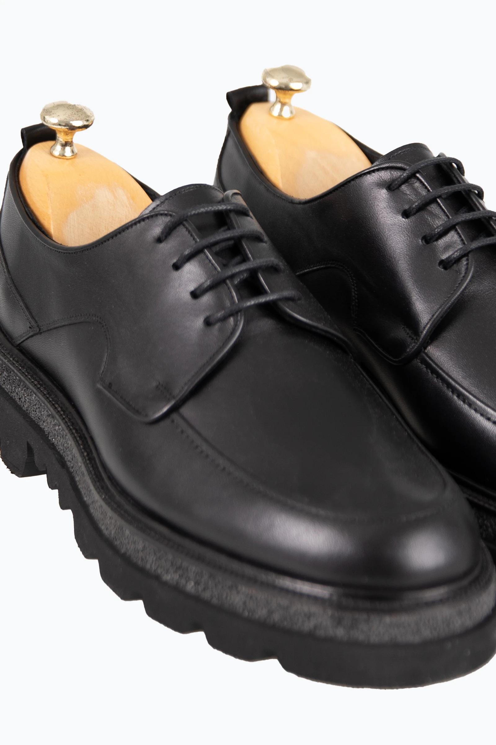 Erkek Bağcıklı Eva Taban Deri Ayakkabı - Siyah