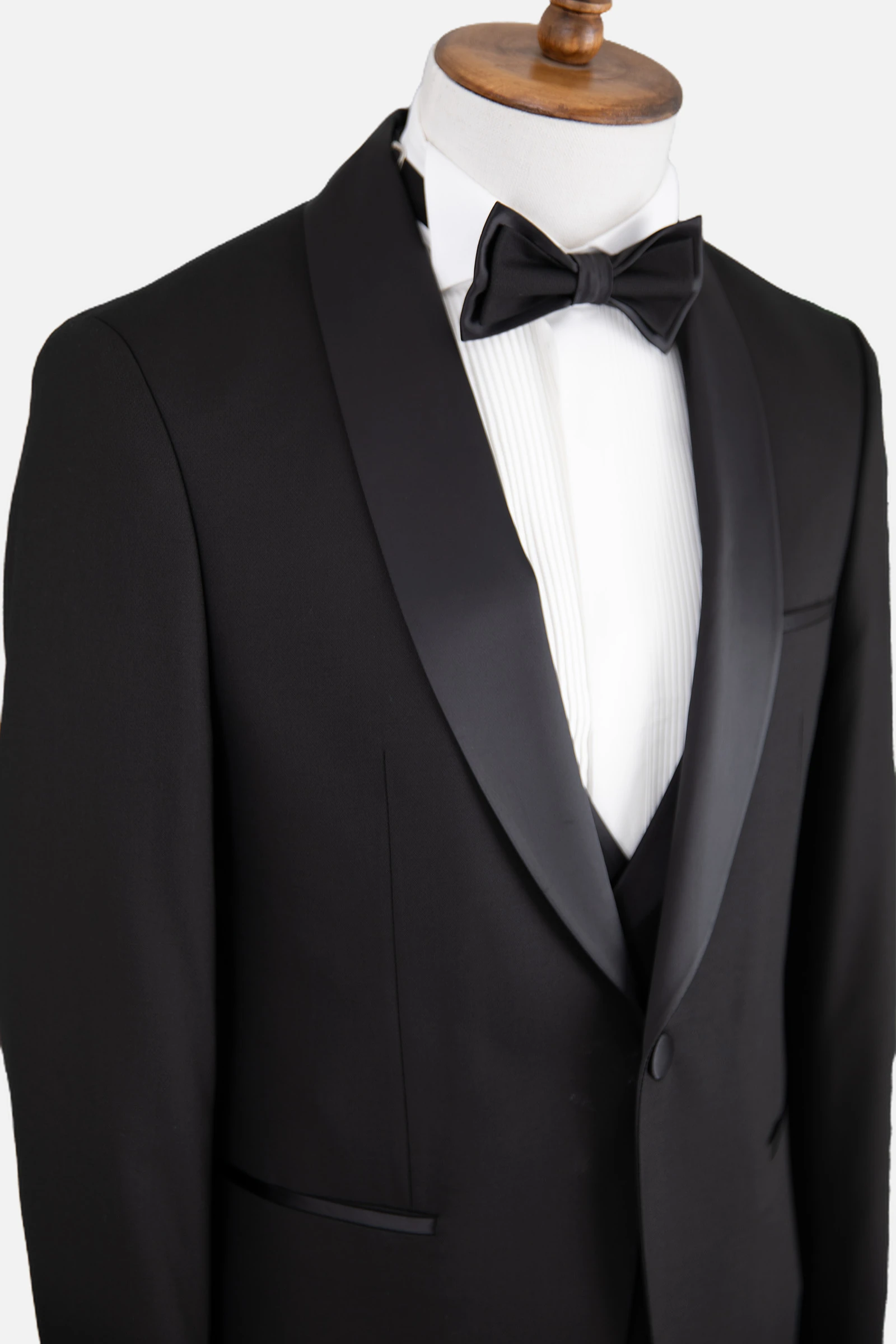 Modern Fit Şal Yaka Kruvaze Yelekli Smokin - Siyah