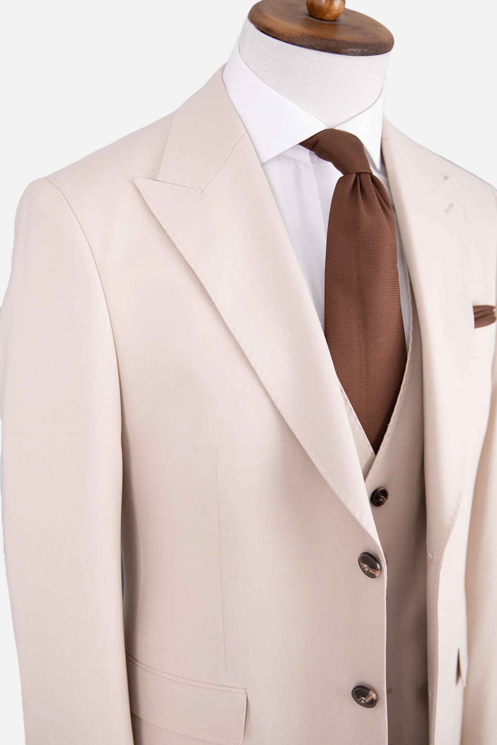 Erkek Yelekli Takım Elbise - Bej