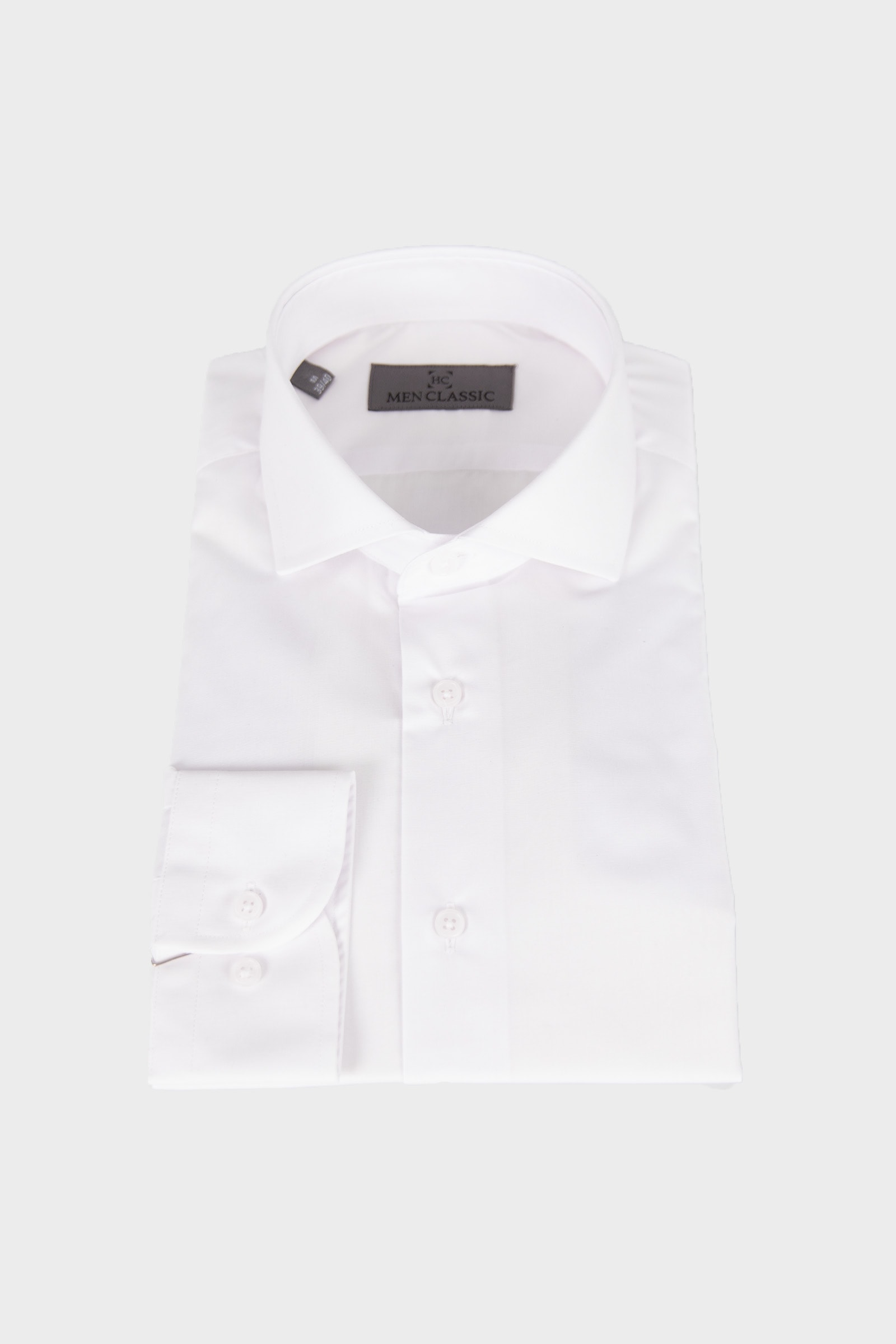 Erkek İtalyan Yaka Slim Fit Basic Gömlek - Beyaz