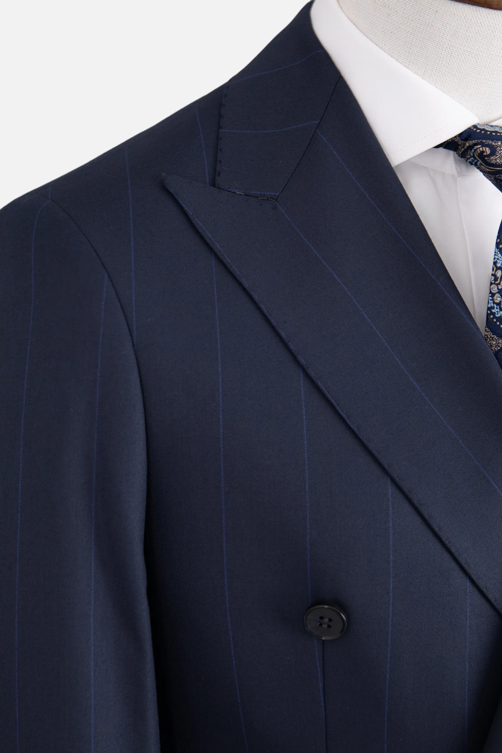 Kruvaze Çizgili Takım Elbise - Lacivert