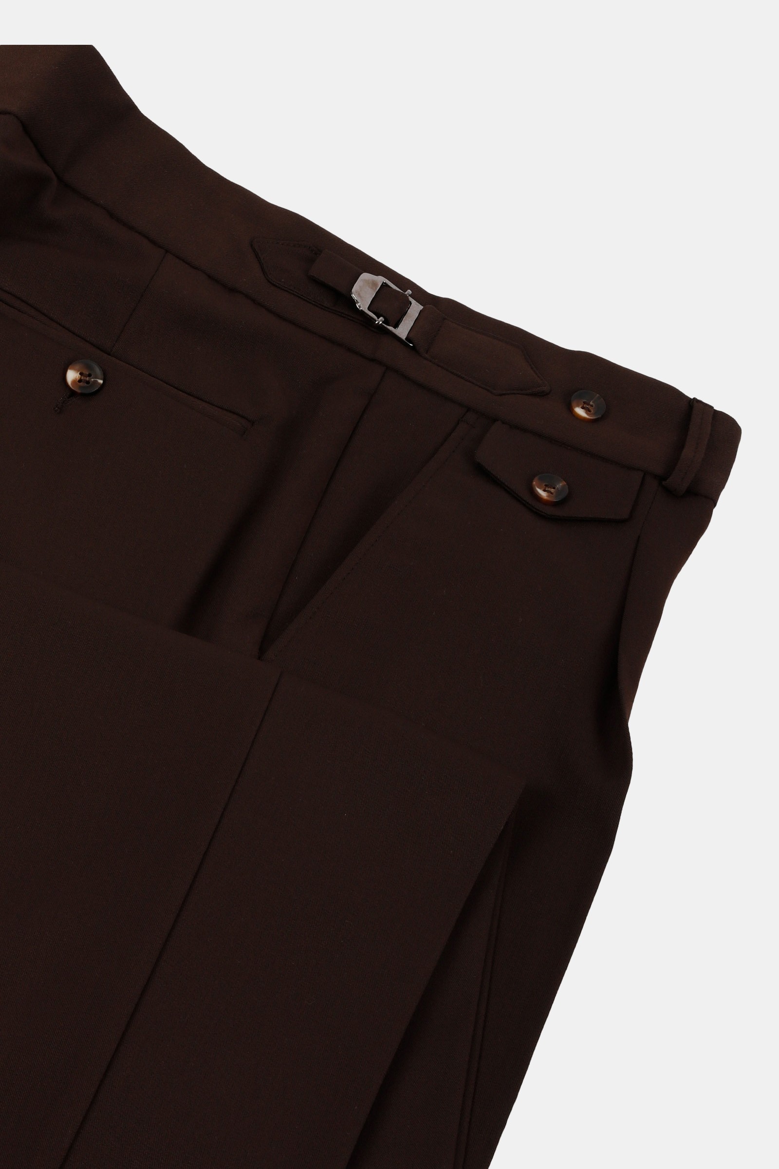 Erkek Tek Pile Tokalı Pantolon - Kahverengi