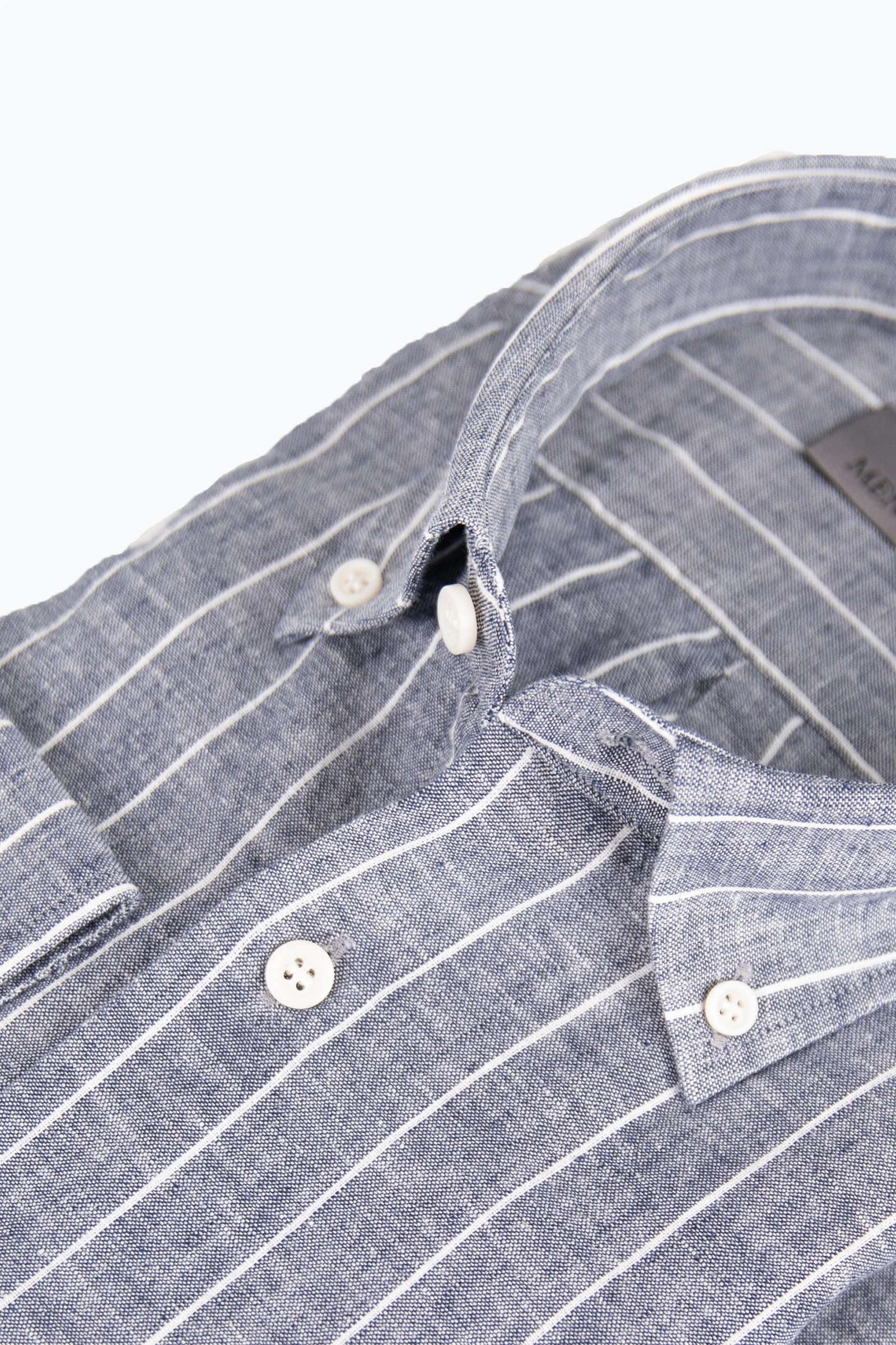 Erkek Çizgili Keten Gömlek - Gri