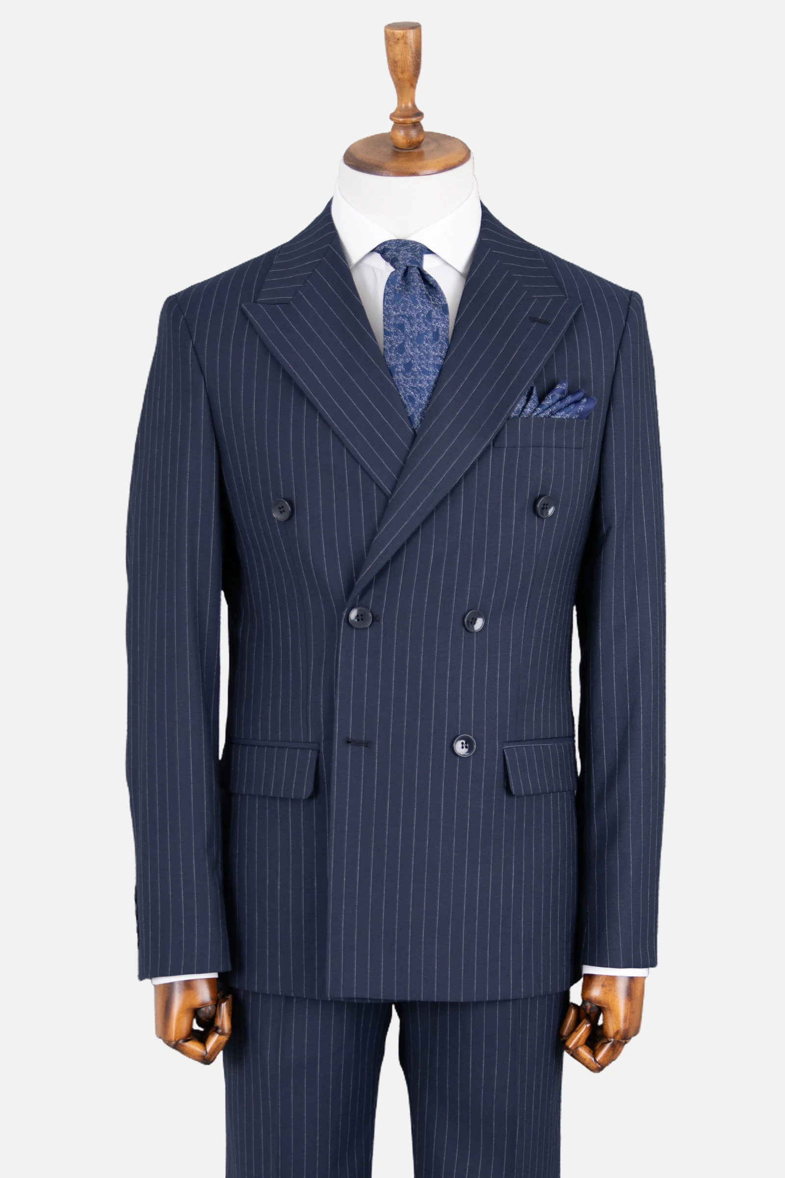 Kruvaze Çizgili Takım Elbise - Lacivert