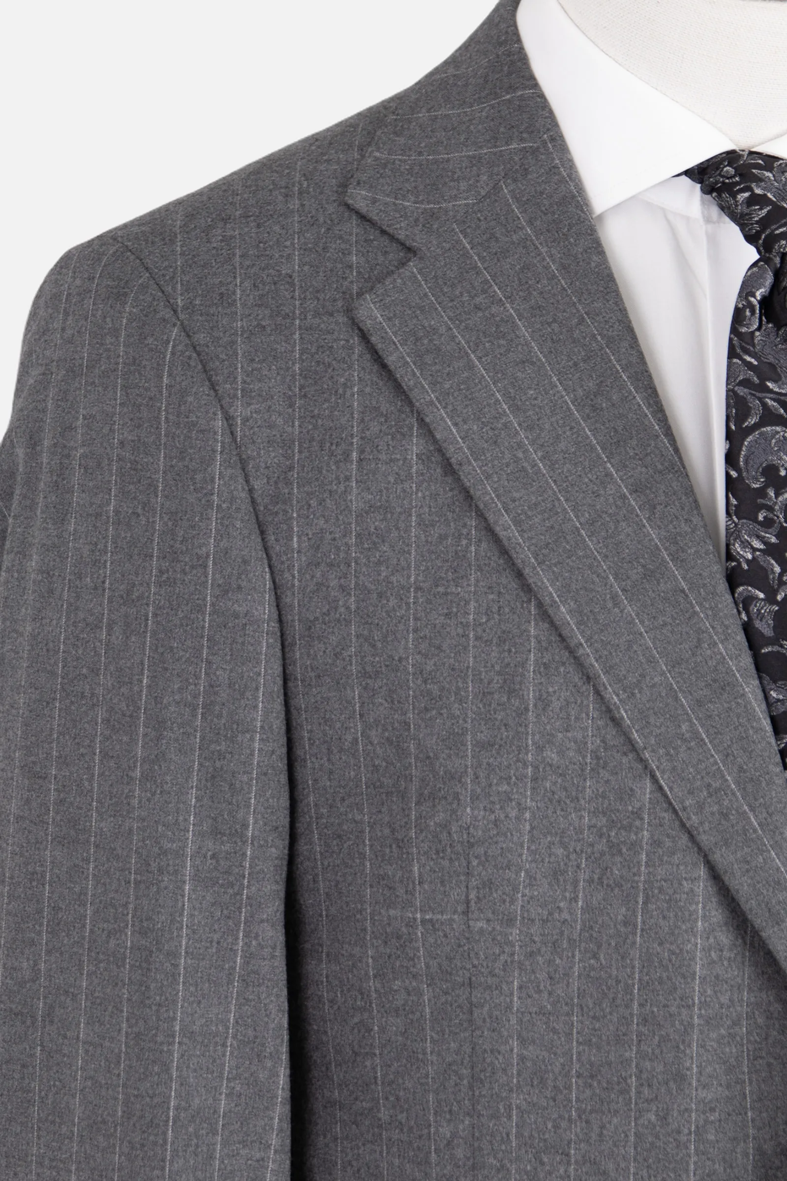 Yün Çizgili Takım Elbise - Gri