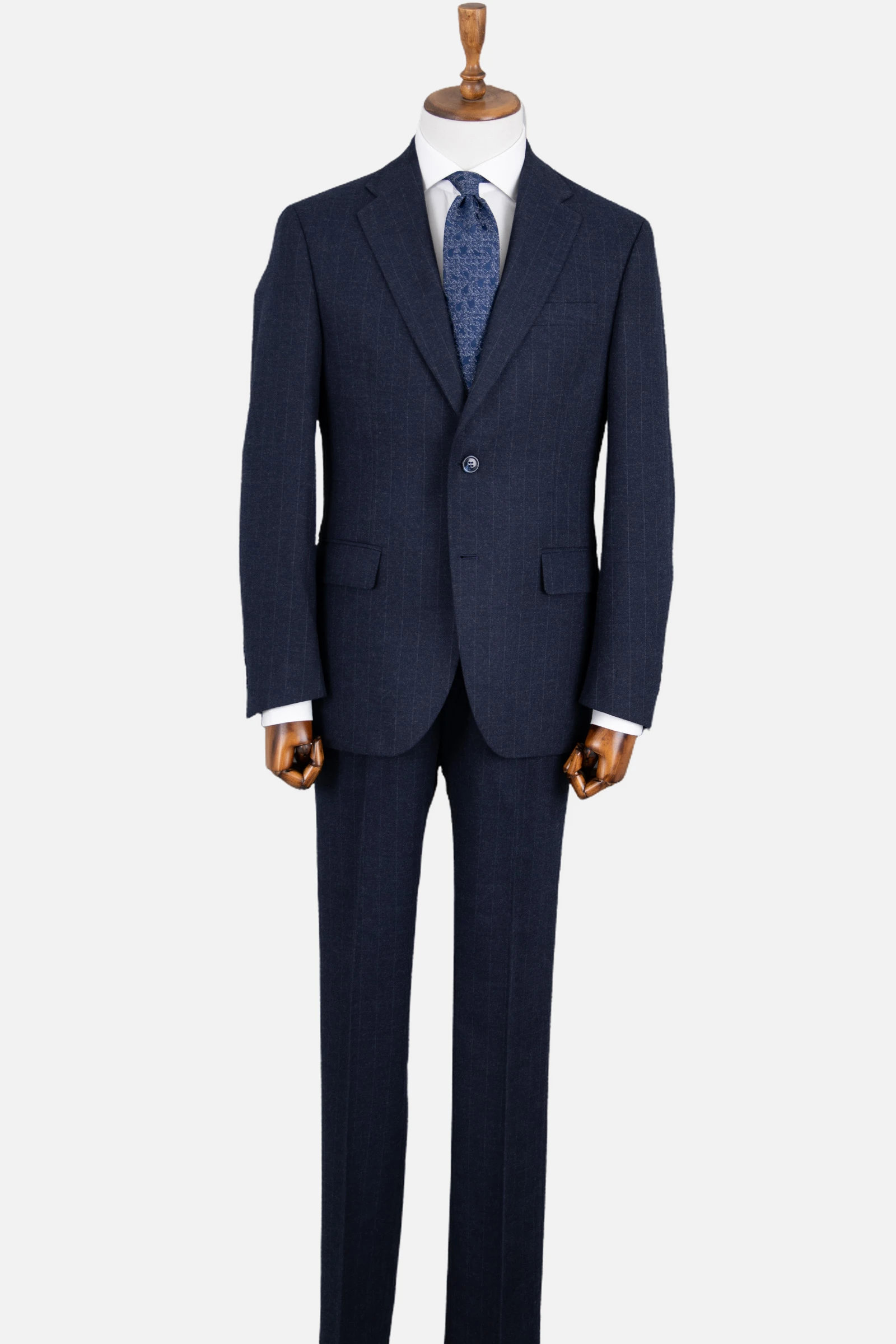 Yün Çizgili Takım Elbise - Lacivert