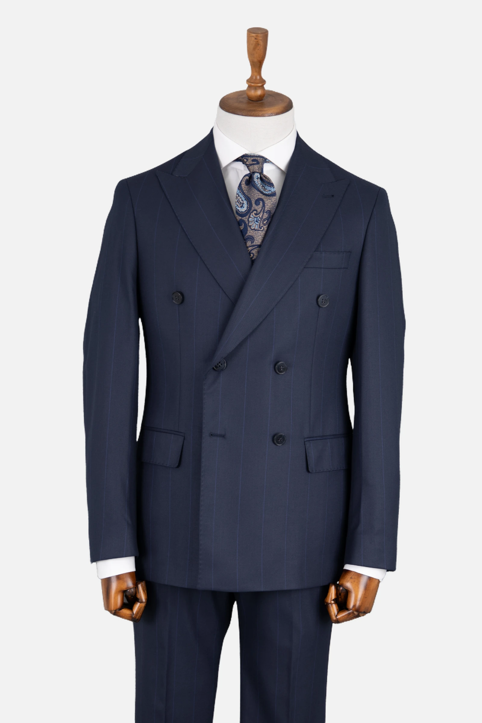 Kruvaze Çizgili Takım Elbise - Lacivert