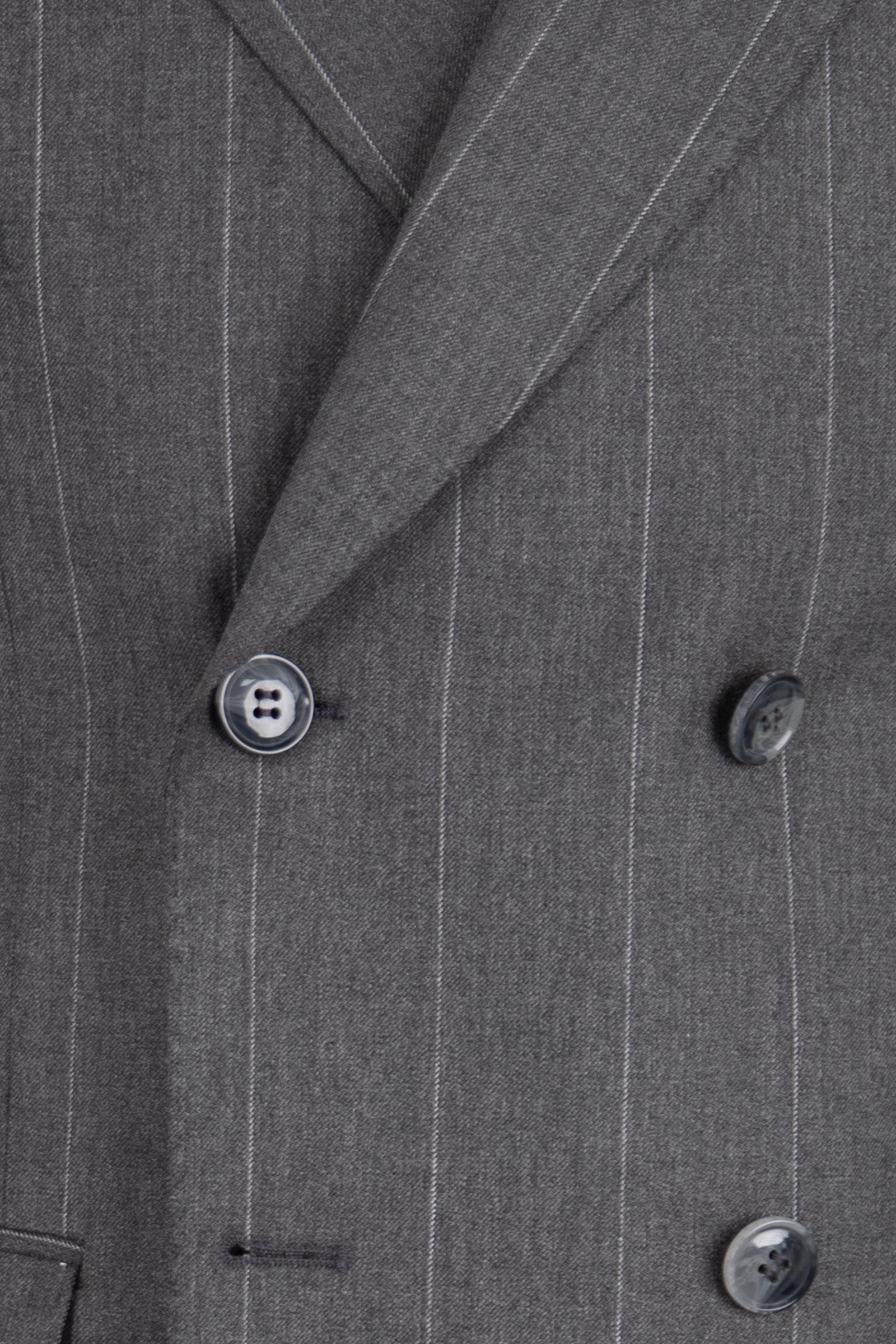 Kruvaze Çizgili Takım Elbise - Gri