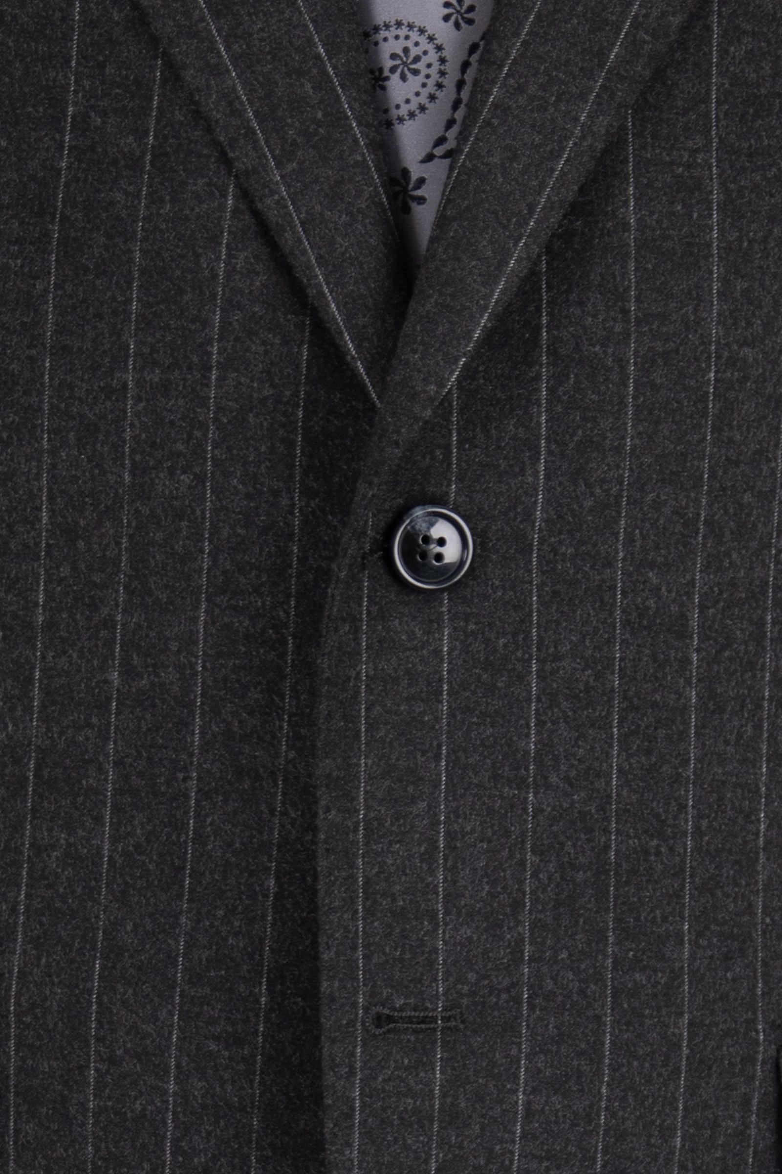 Yün Çizgili Takım Elbise - Siyah