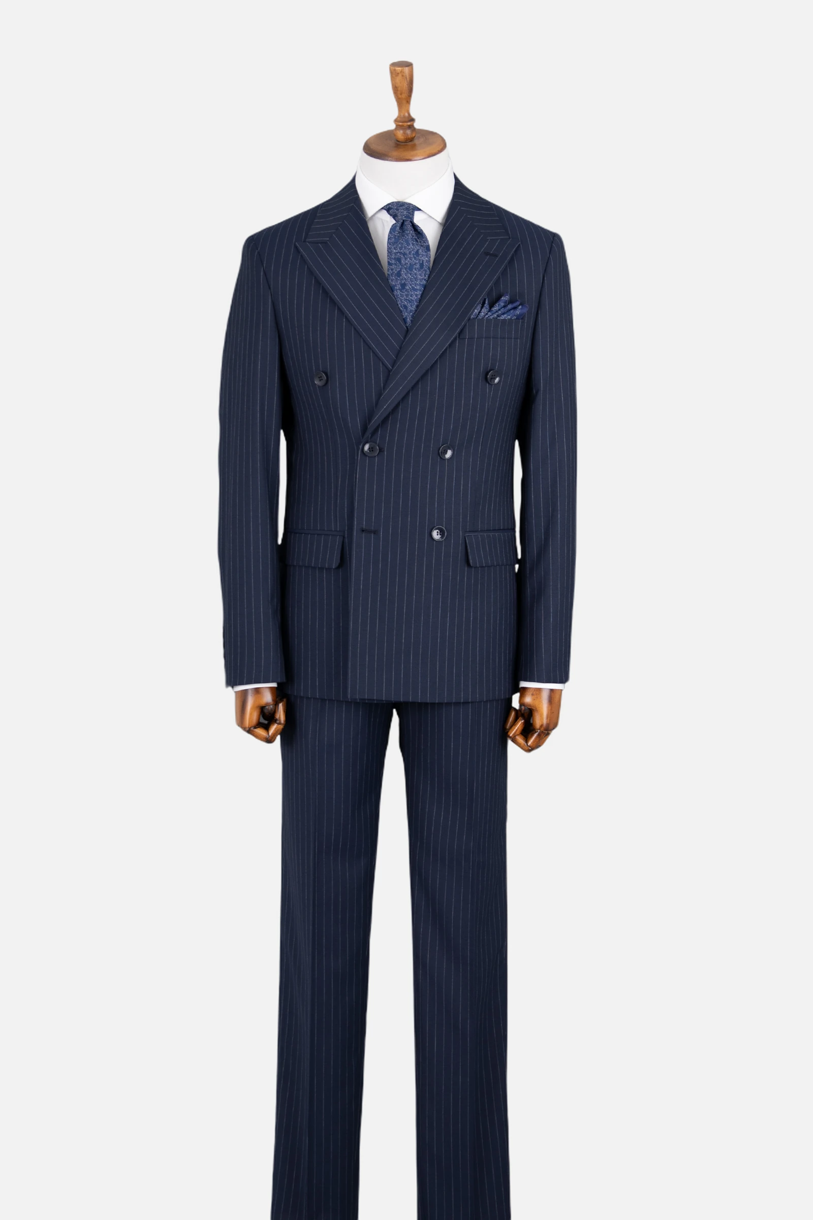 Kruvaze Çizgili Takım Elbise - Lacivert