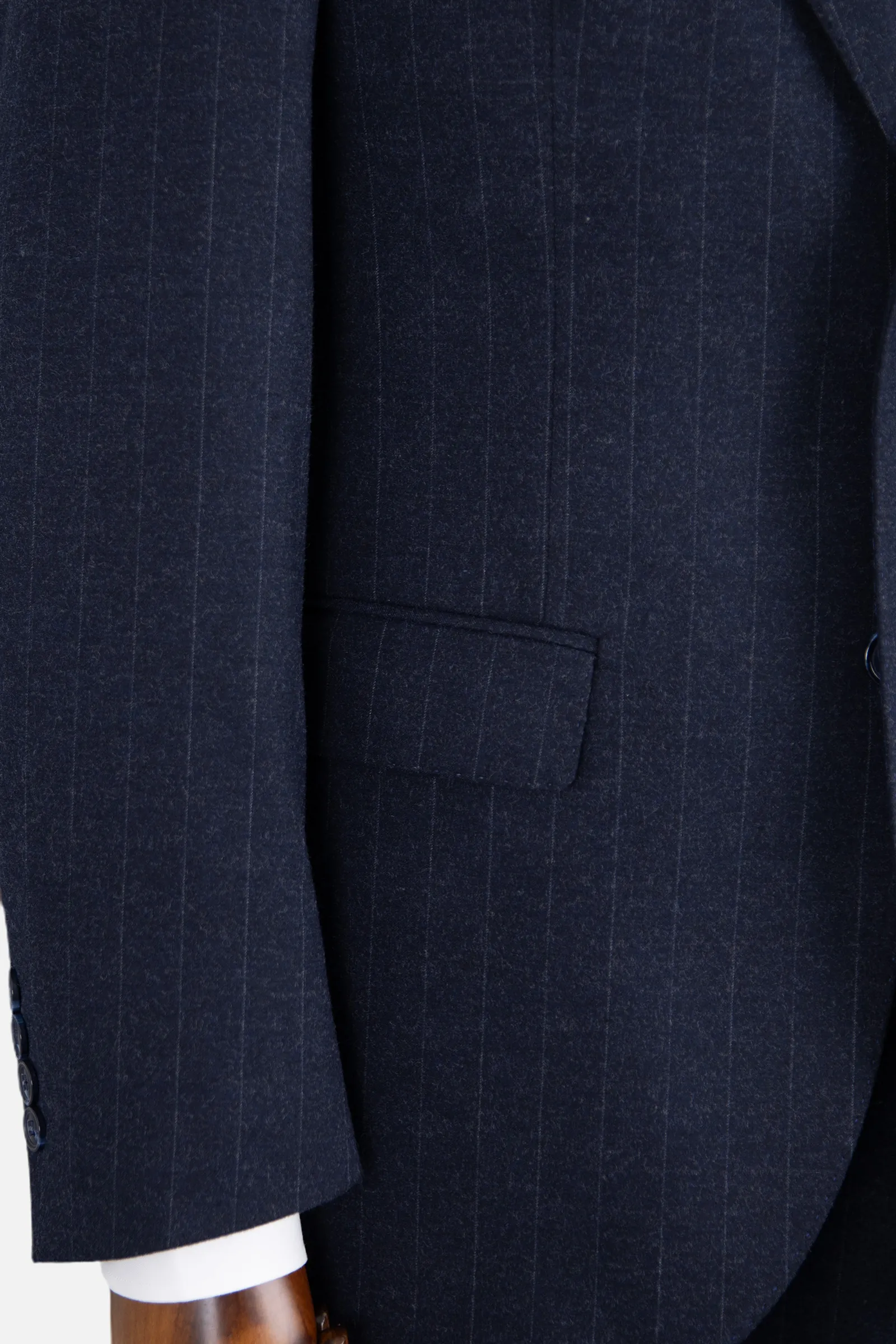 Yün Çizgili Takım Elbise - Lacivert