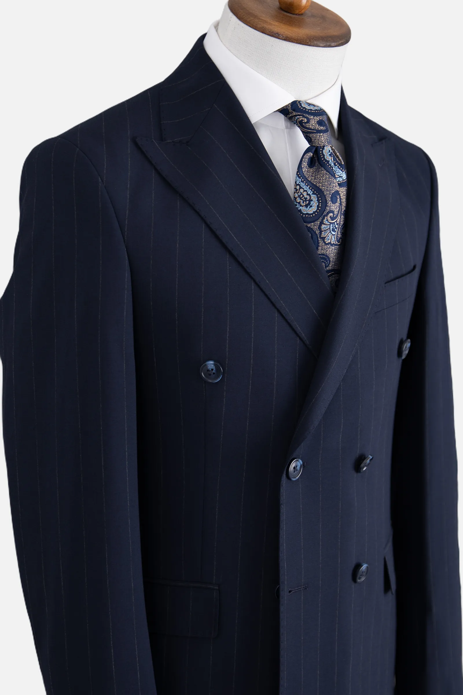 Kruvaze Çizgili Takım Elbise - Lacivert