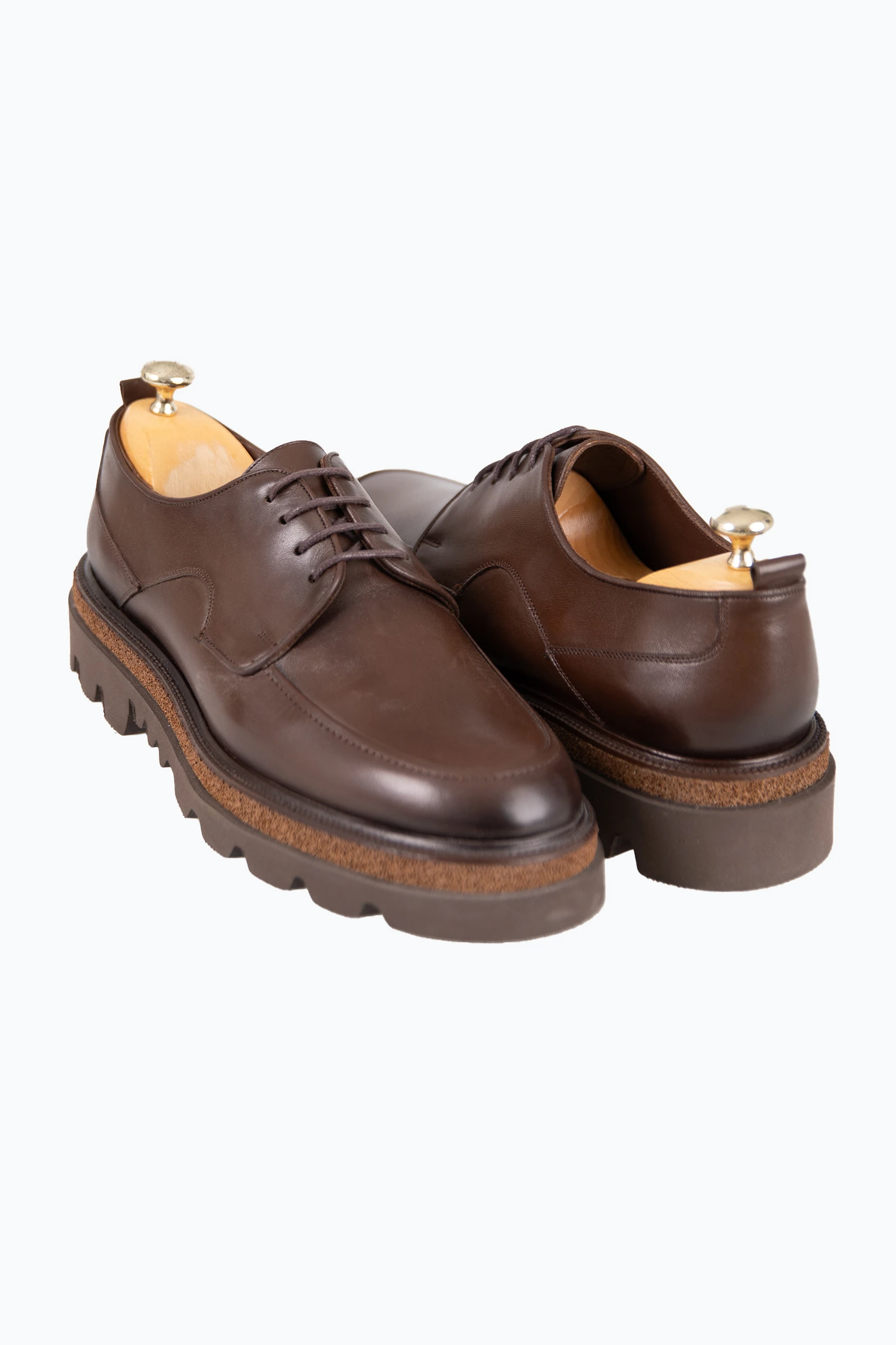 Erkek Bağcıklı Eva Taban Deri Ayakkabı - Kahverengi