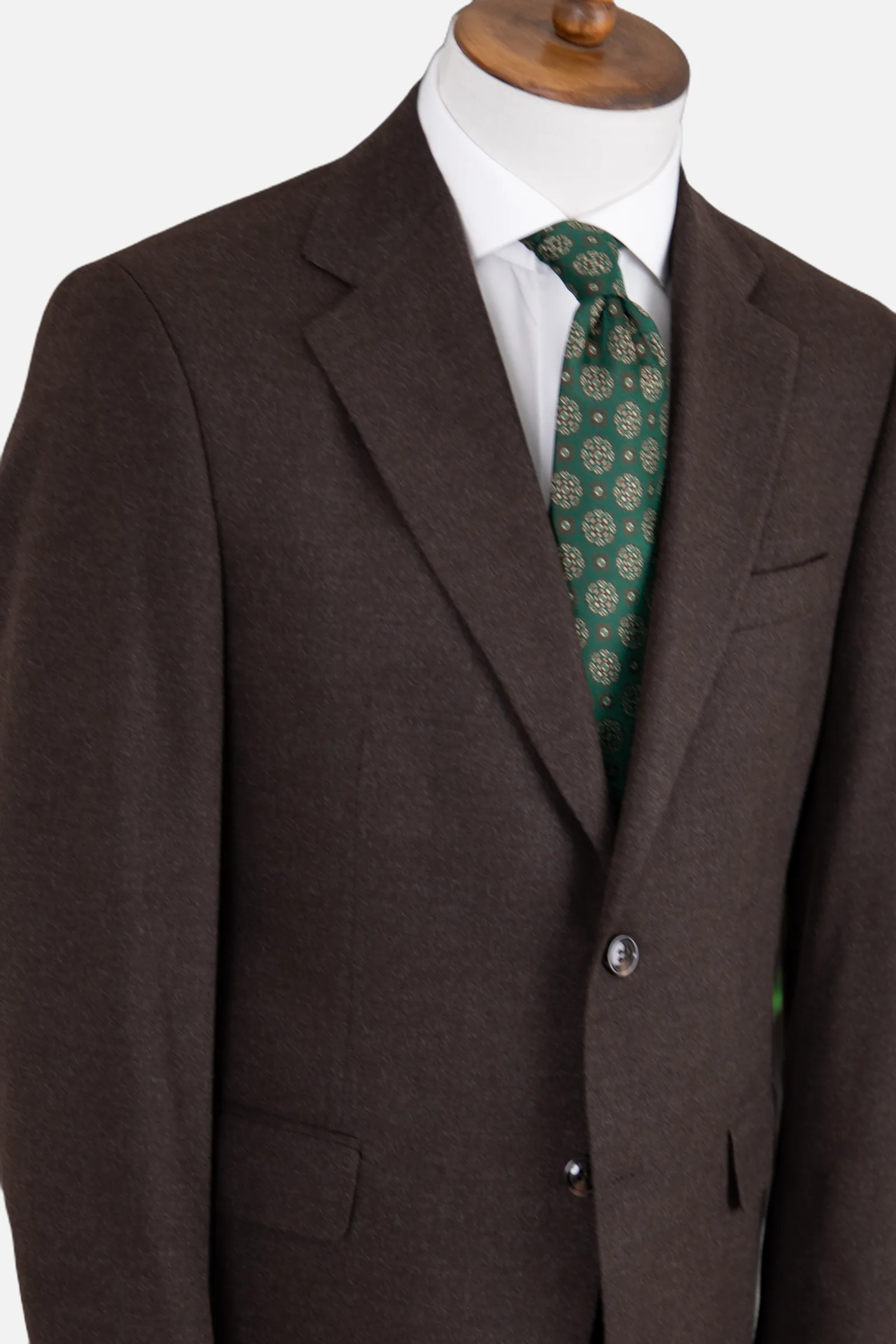 Yün Düz Takım Elbise - Kahverengi