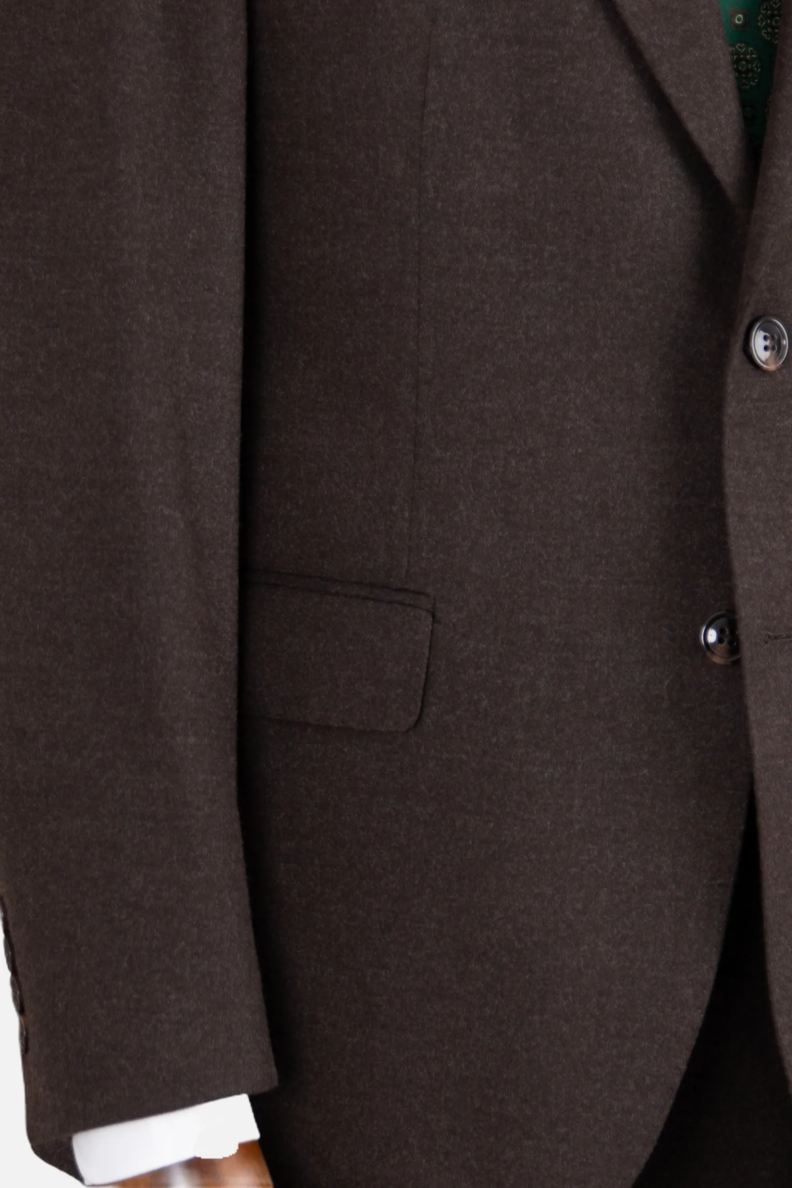 Yün Düz Takım Elbise - Kahverengi