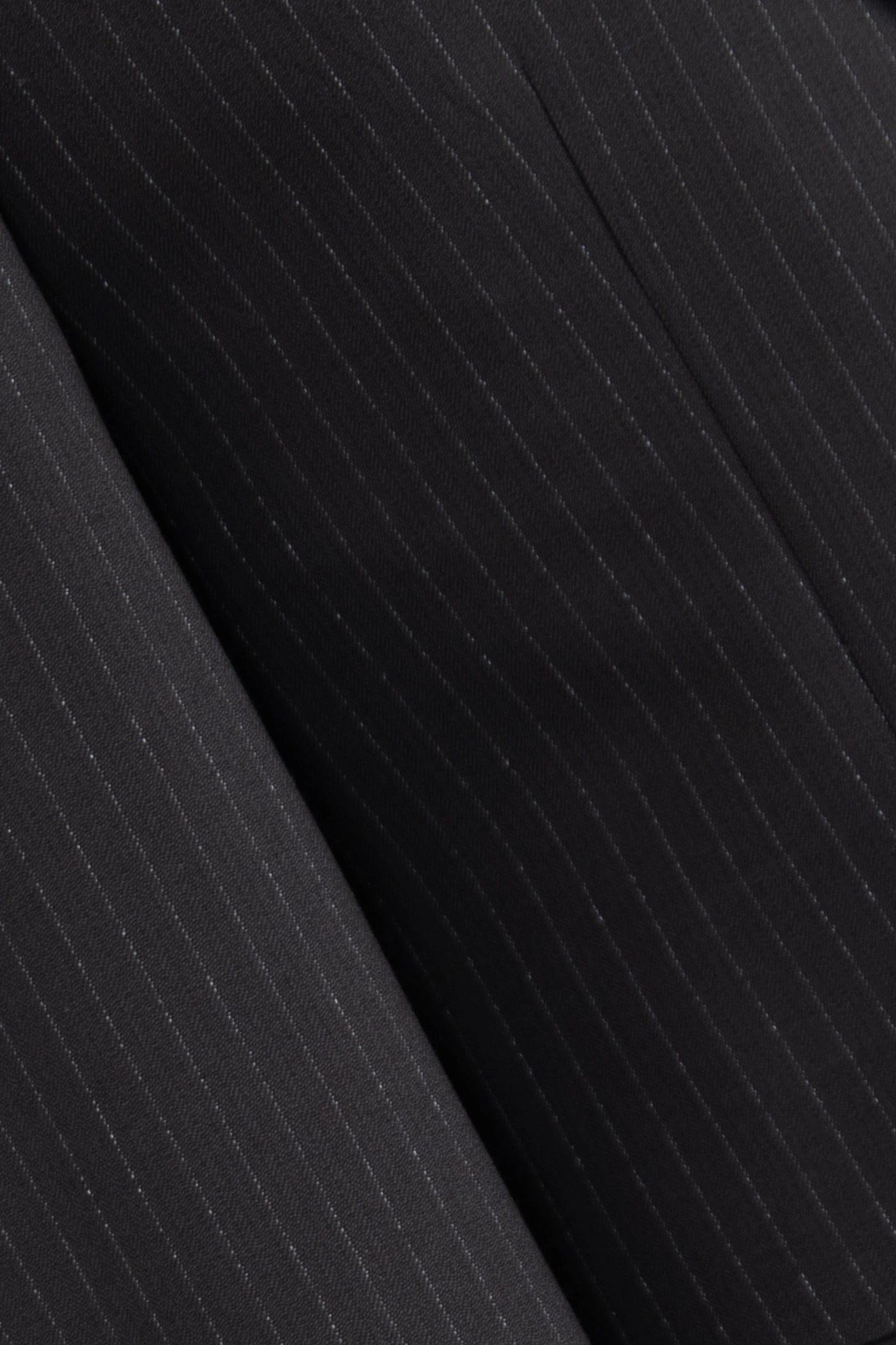 Yün Çizgili Takım Elbise - Siyah