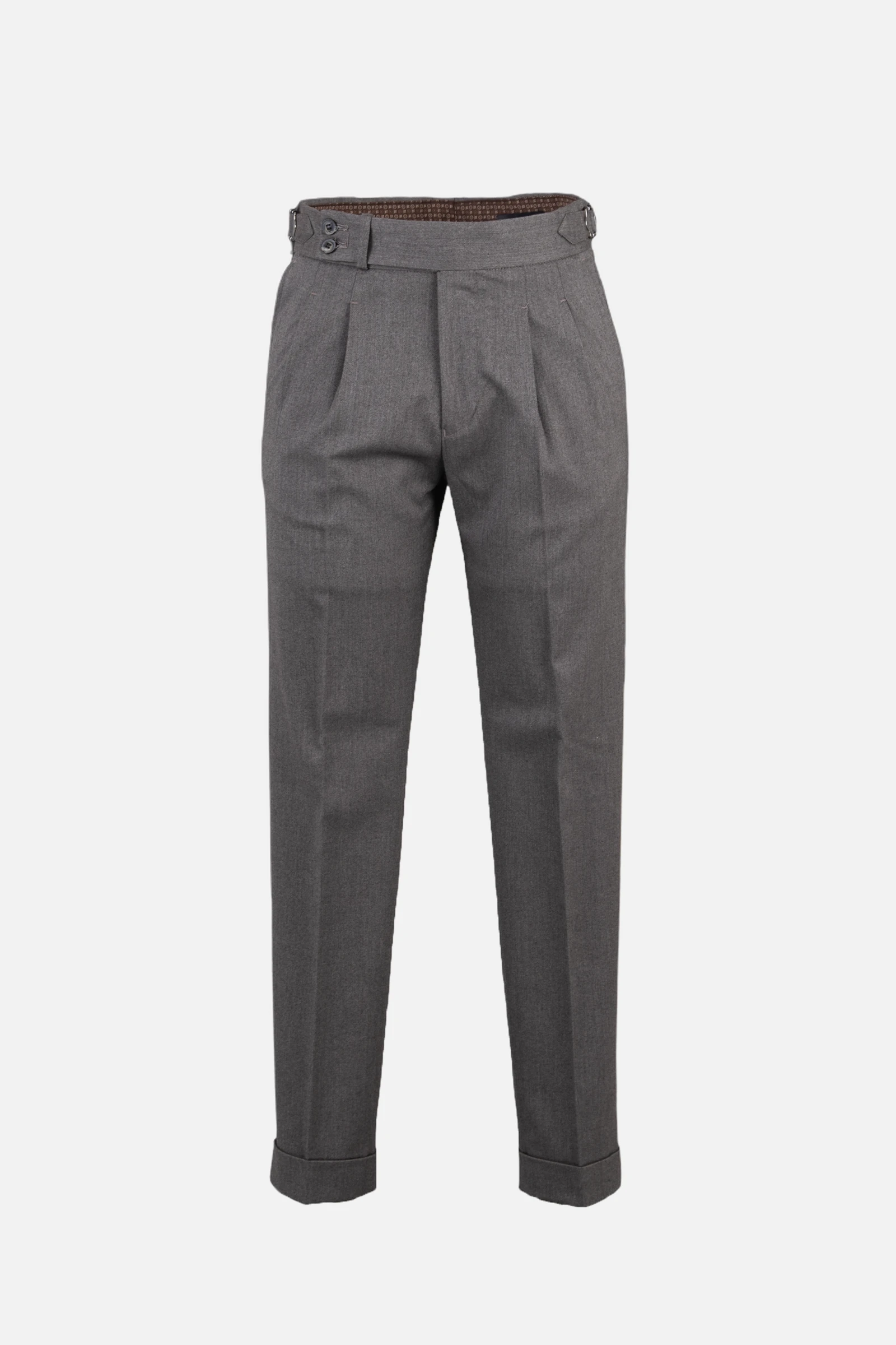 Yüksek Bel Çift Pileli Tokalı Duble Paça Pantolon - Vizon